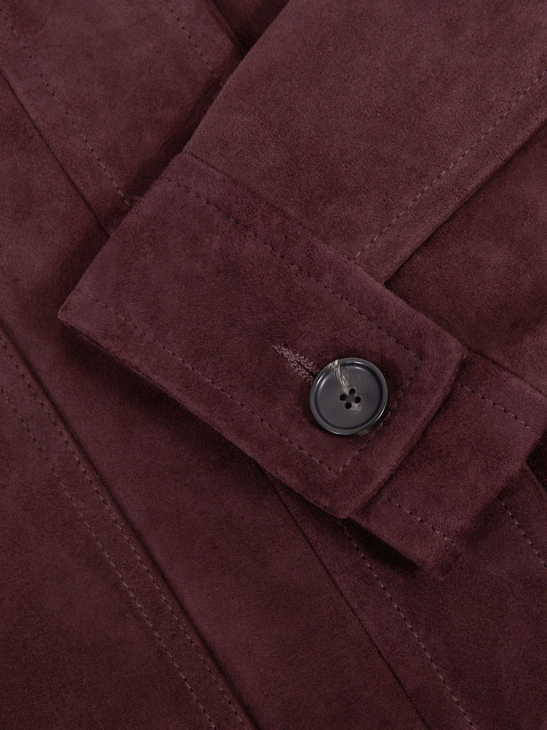 Suede Button-Through Jacket in Burgundy