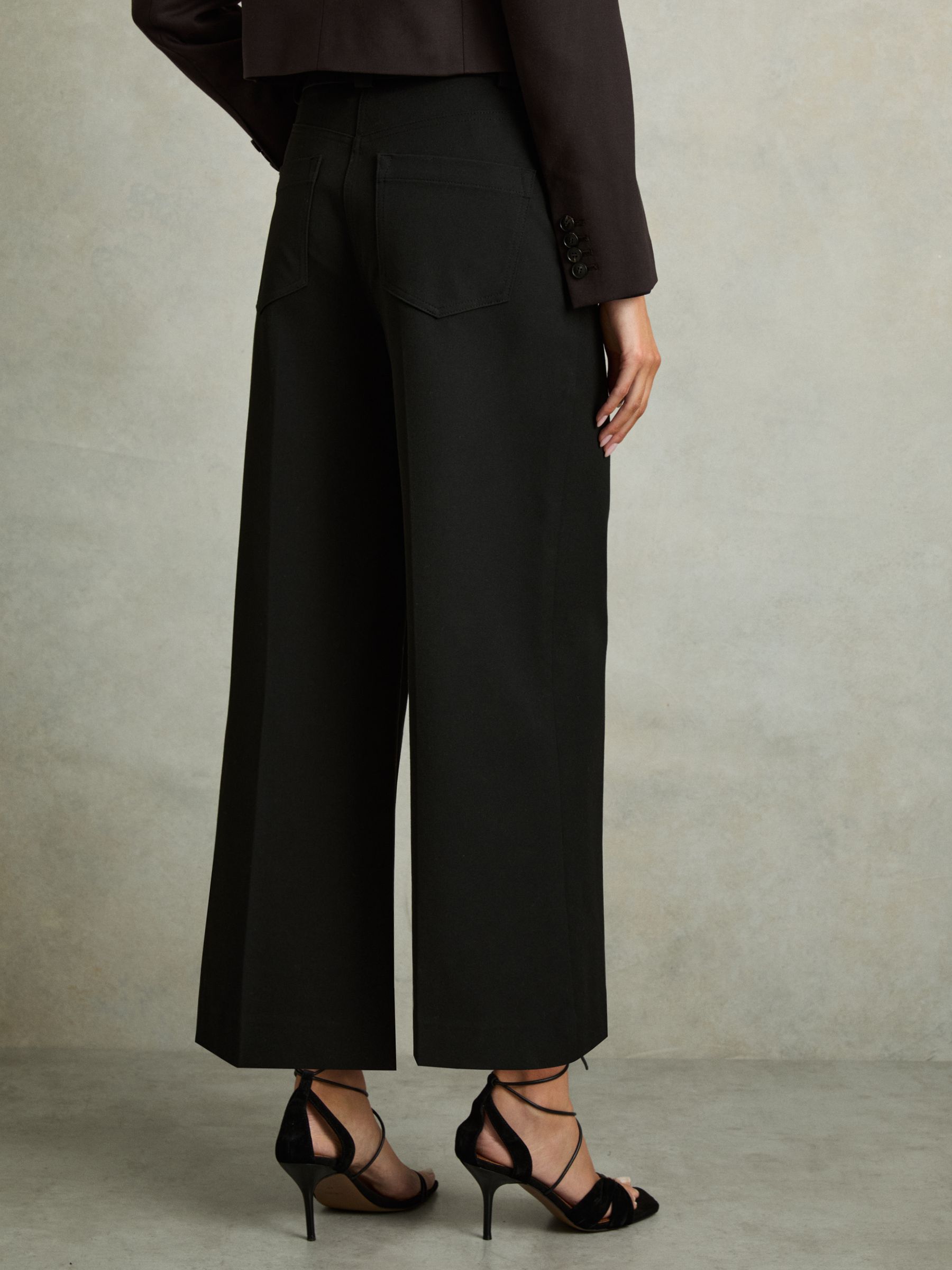 Petite Twill Culotte Trousers in Black