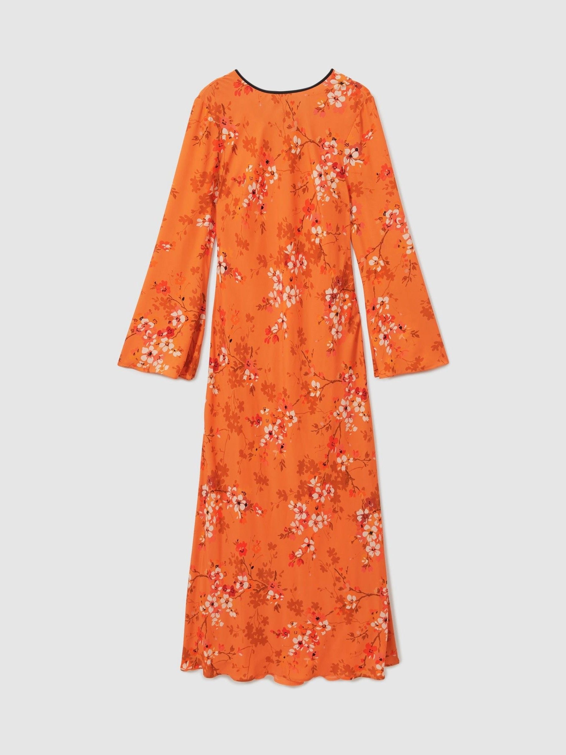 Florere Flute Sleeve Midi Dress in Orange