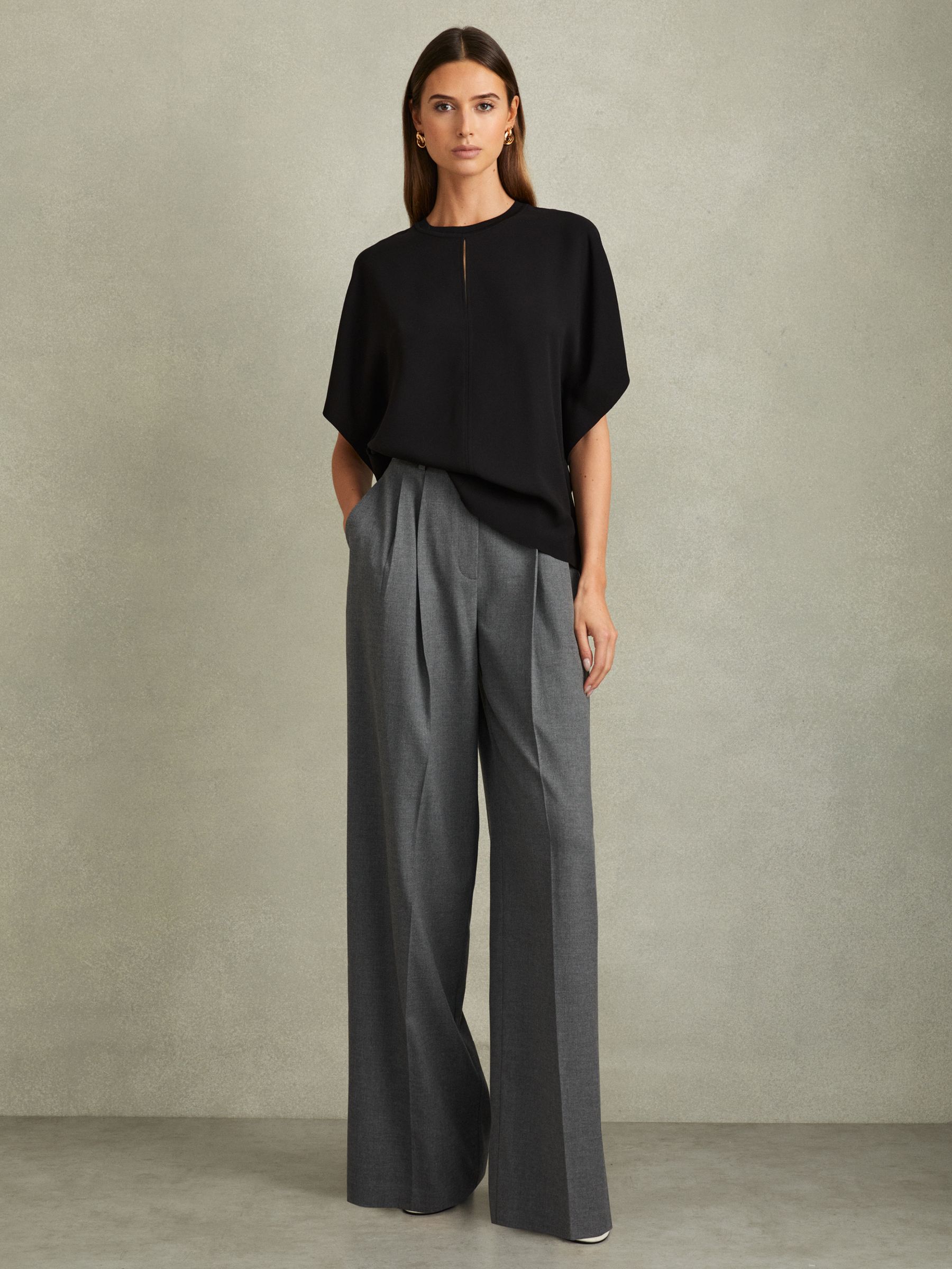 Draped Sleeve Top in Black