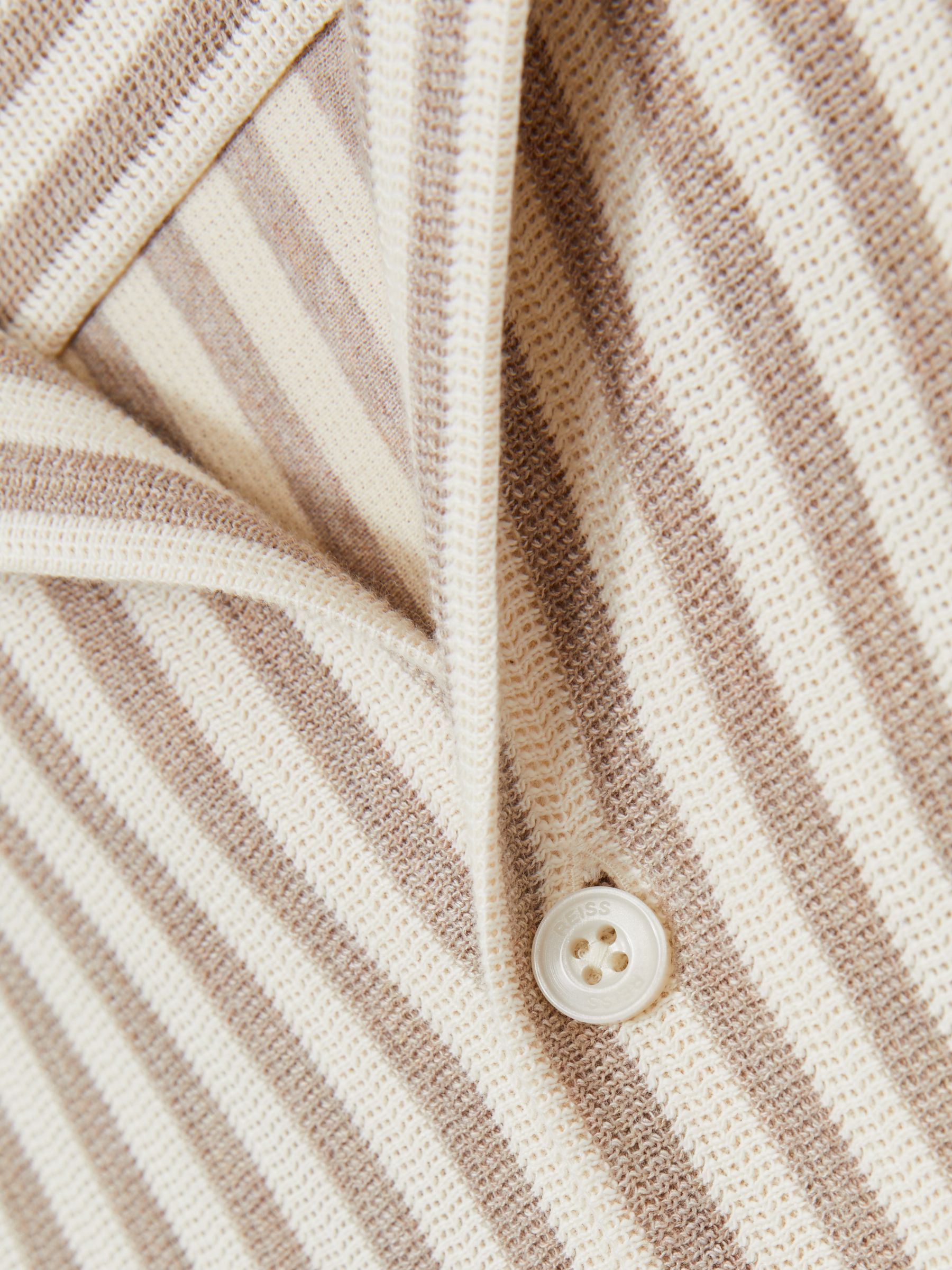 Textured Stripe Cuban-Collar Shirt in Stone/White
