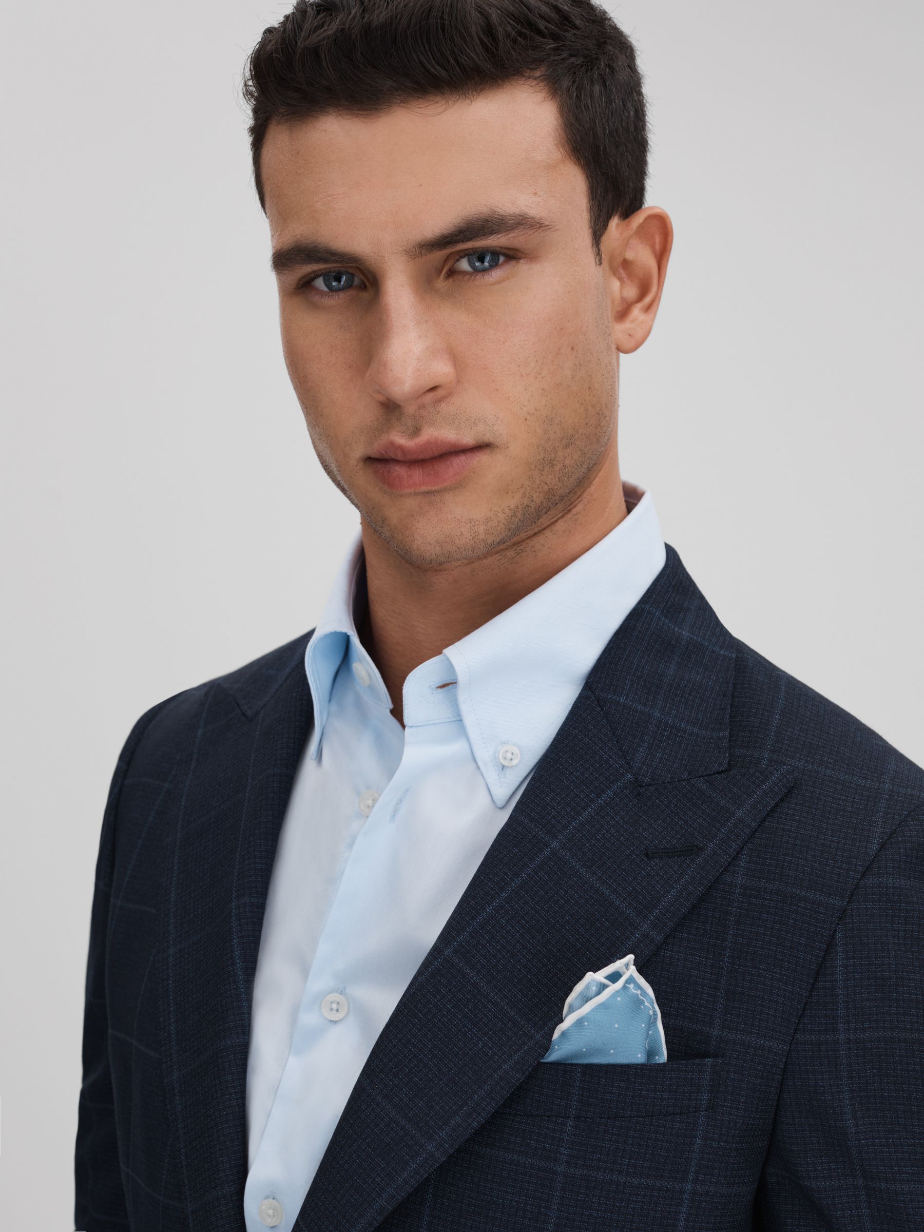 Polka Dot Silk Pocket Square in Blue