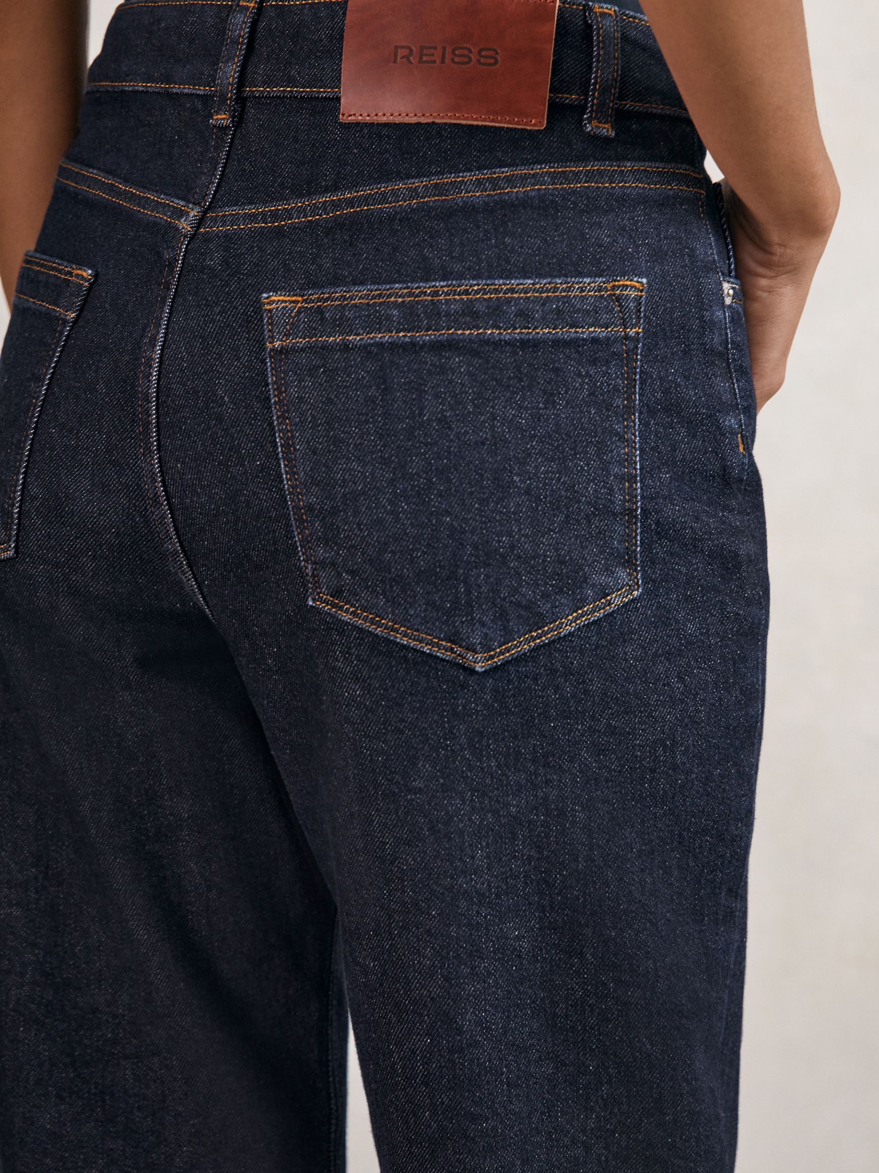 Mid-Rise Straight-Leg Jeans in Dark Blue