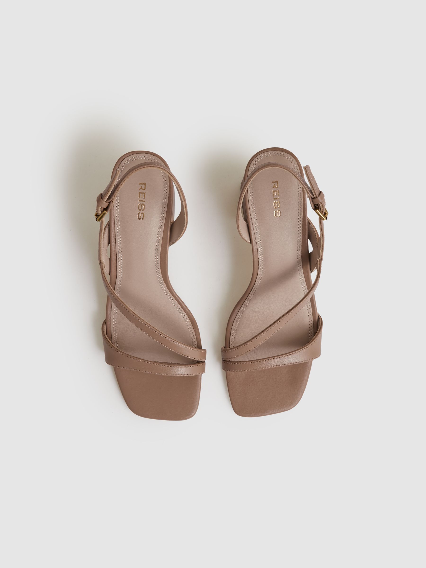 Strappy Leather Heeled Sandals in Nude