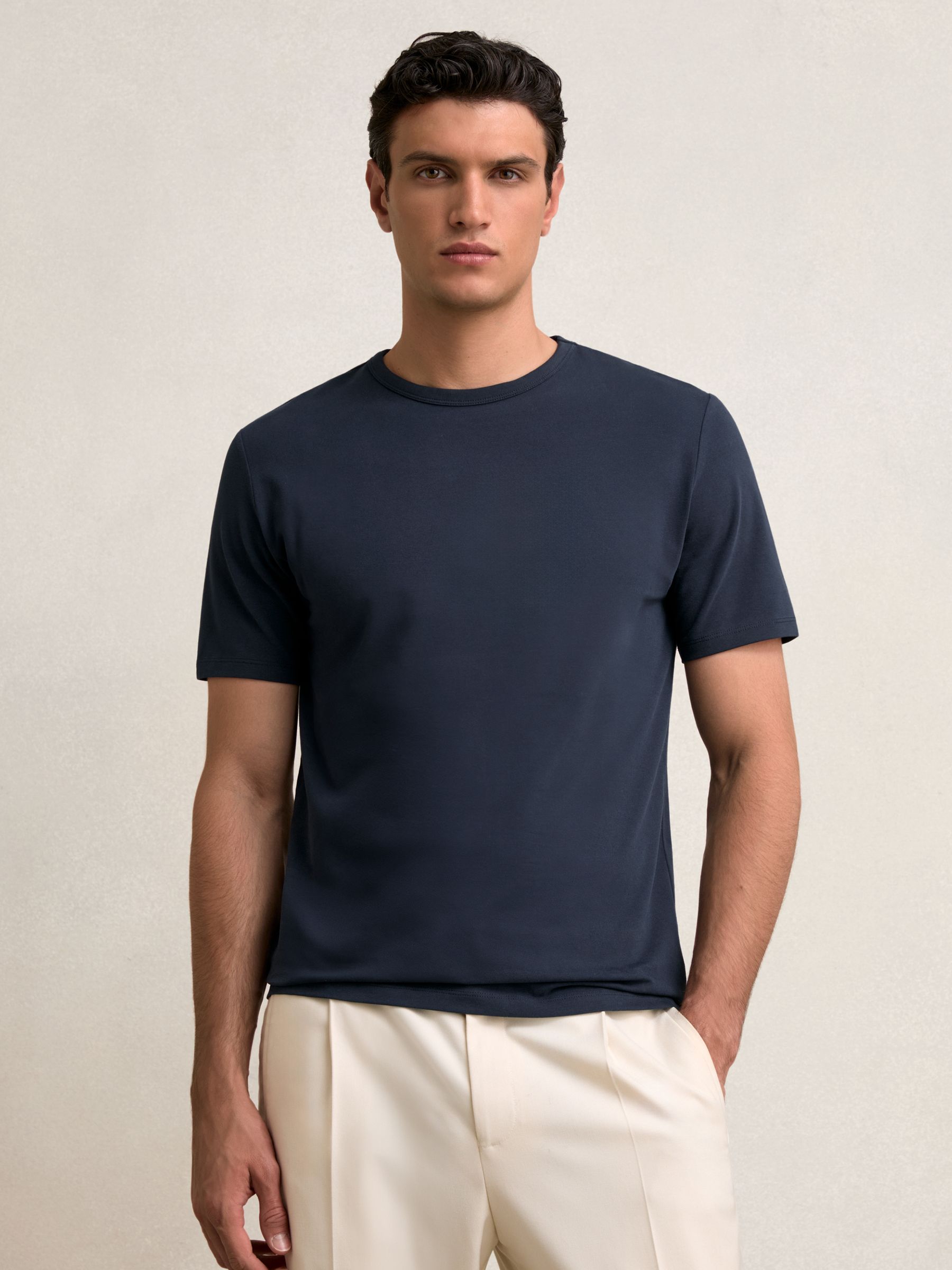 Stretch-Cotton Crew-Neck T-Shirt in Navy