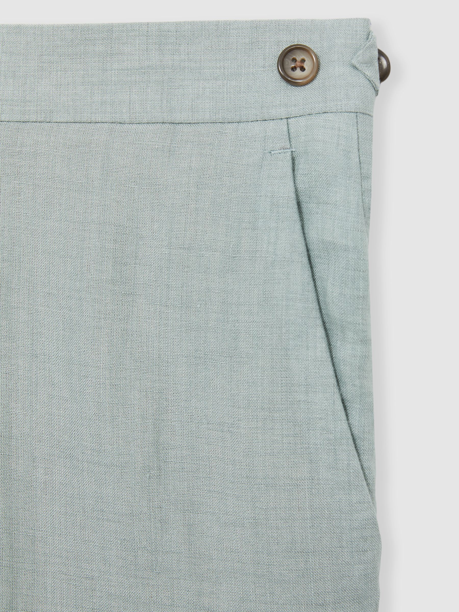 Linen Slim-Fit Suit Trousers in Ocean Green