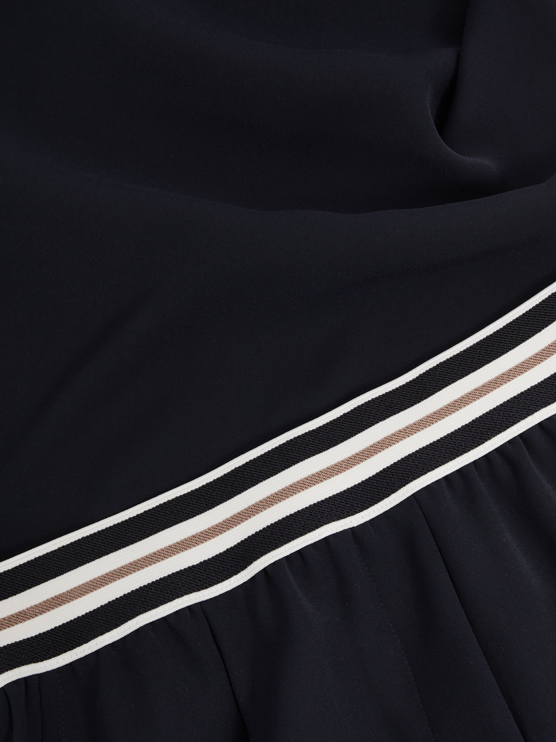 Stripe-Waistband Wide-Leg Trousers in Navy