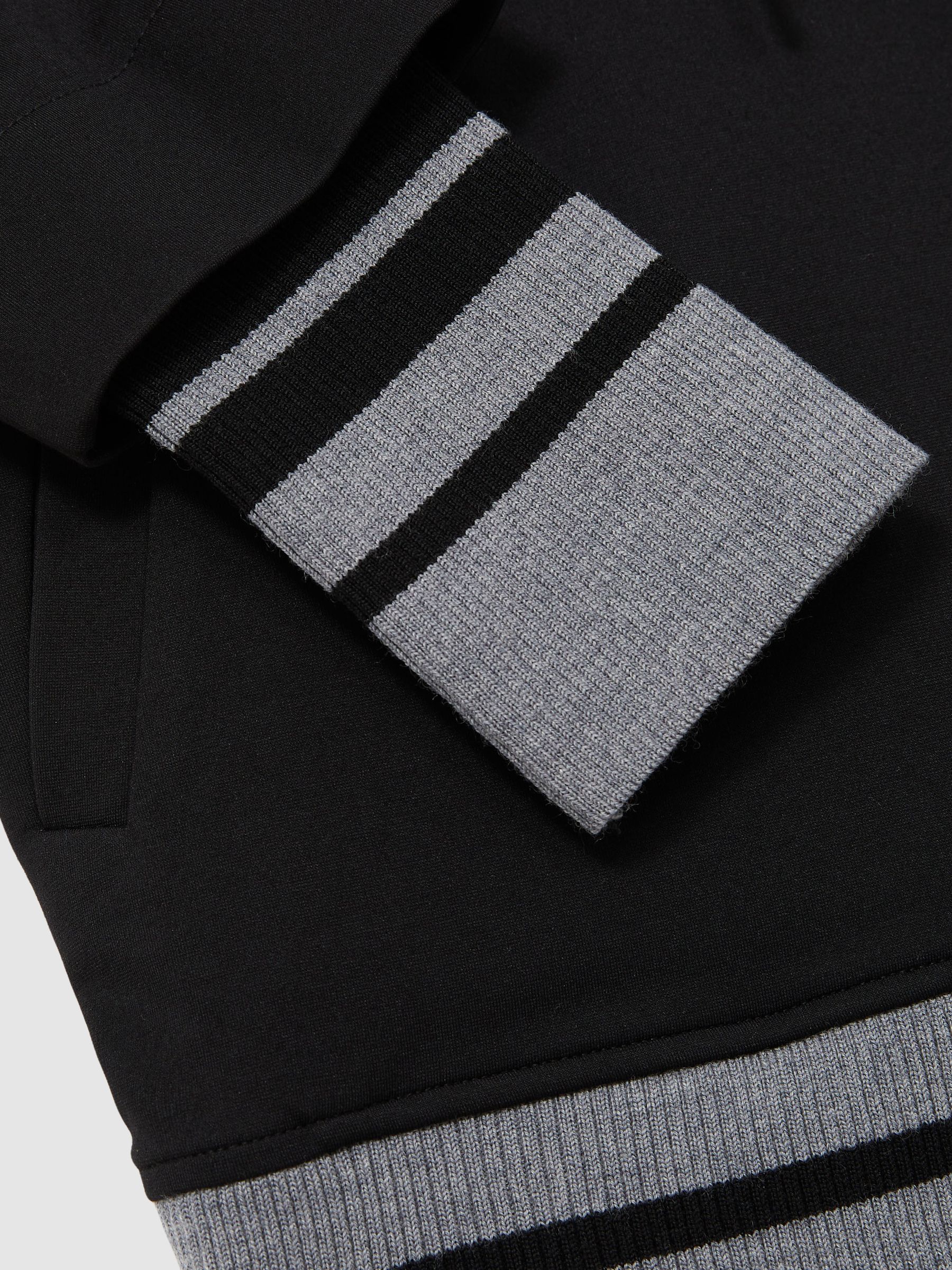 Drawstring Jersey Hoodie in Black/Charcoal