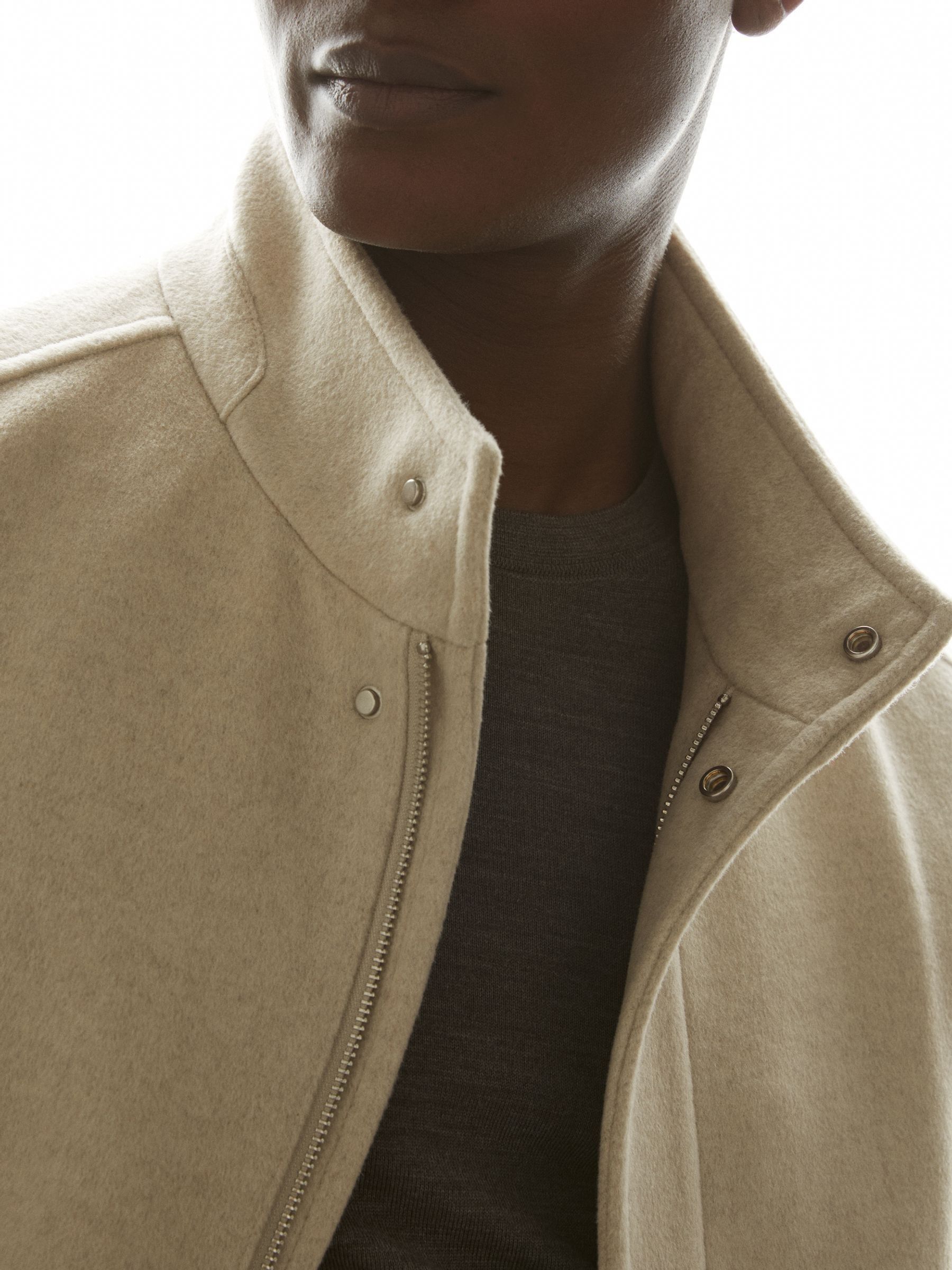 Wool-Blend Hybrid Coat in Oatmeal