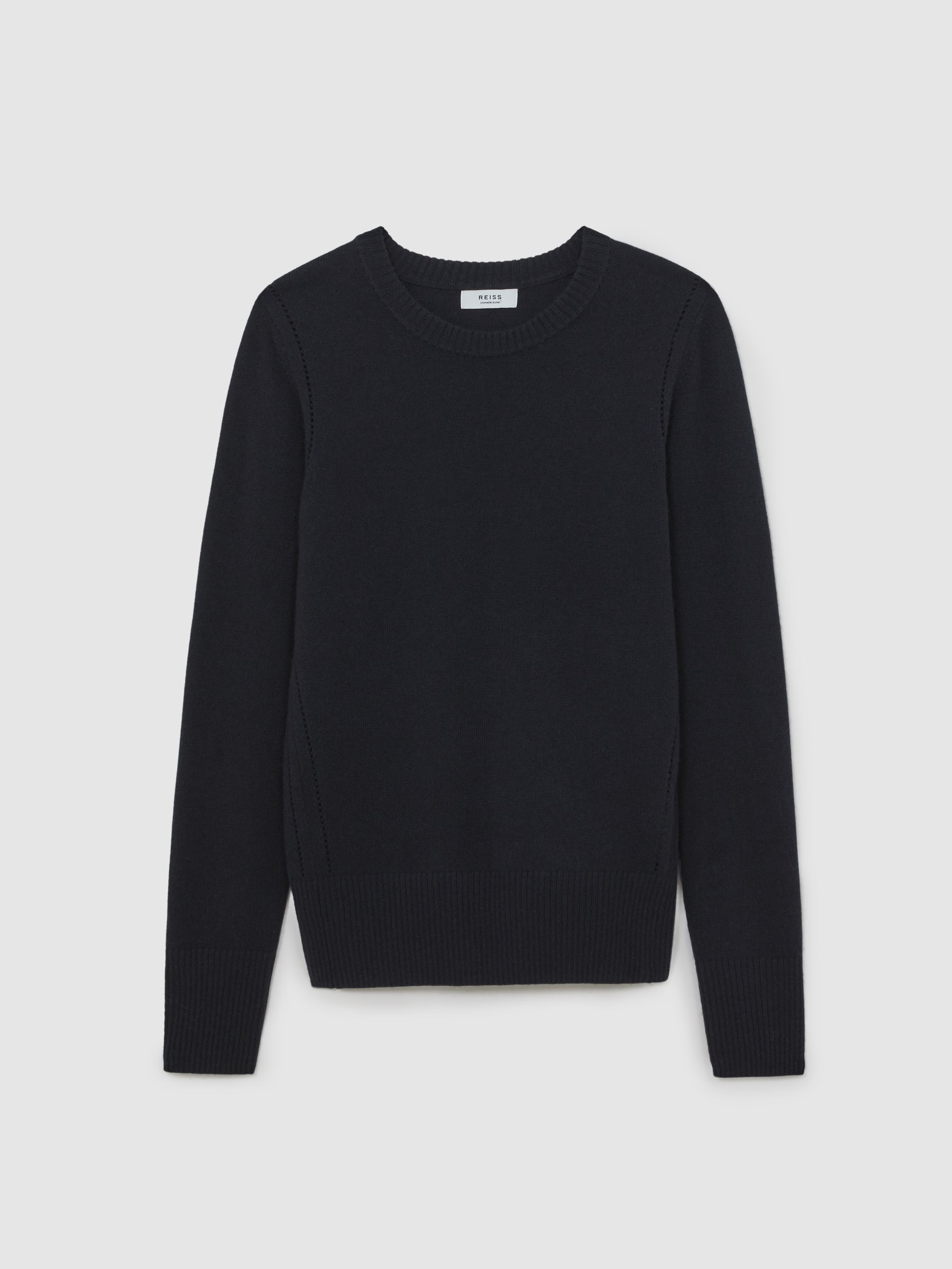 Wool-Blend Open-Stitch Jumper with Cashmere in Navy