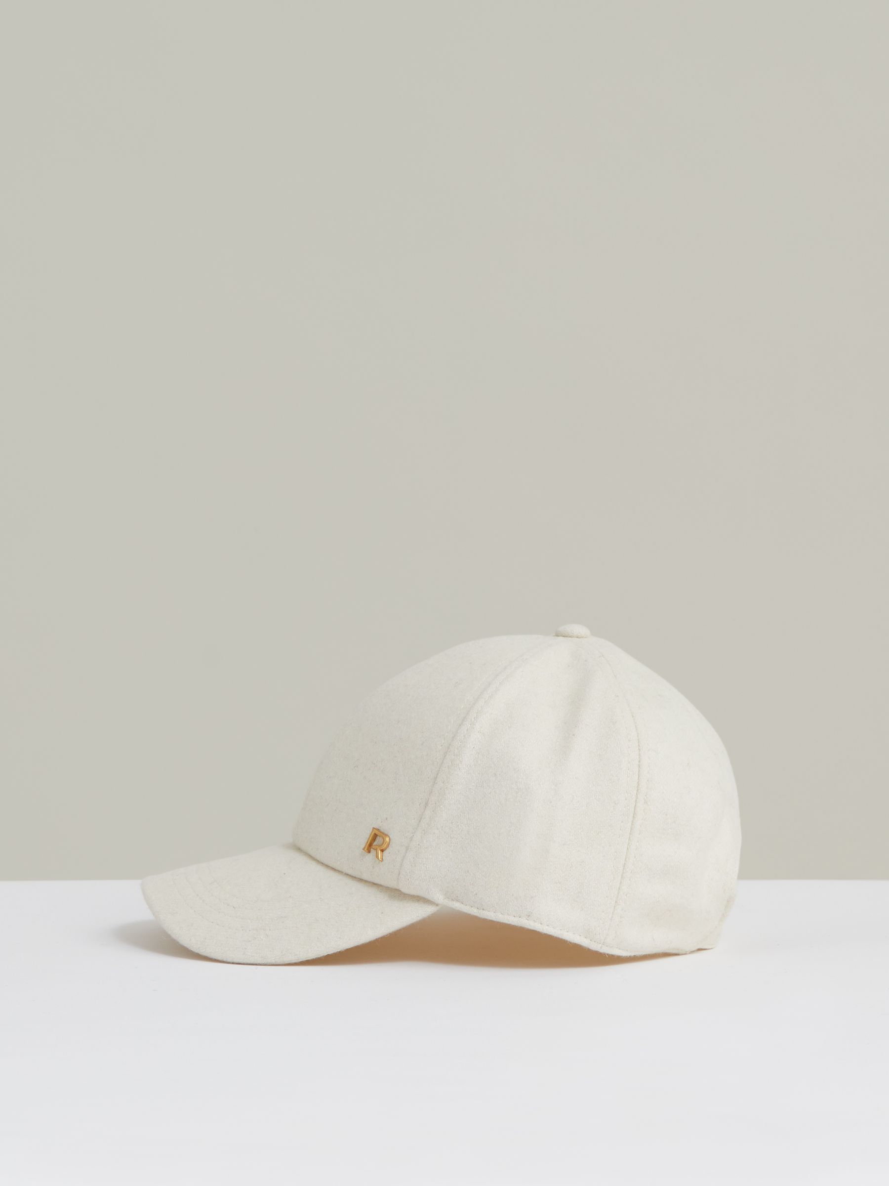Wool-Blend Flannel Baseball Cap in Cream
