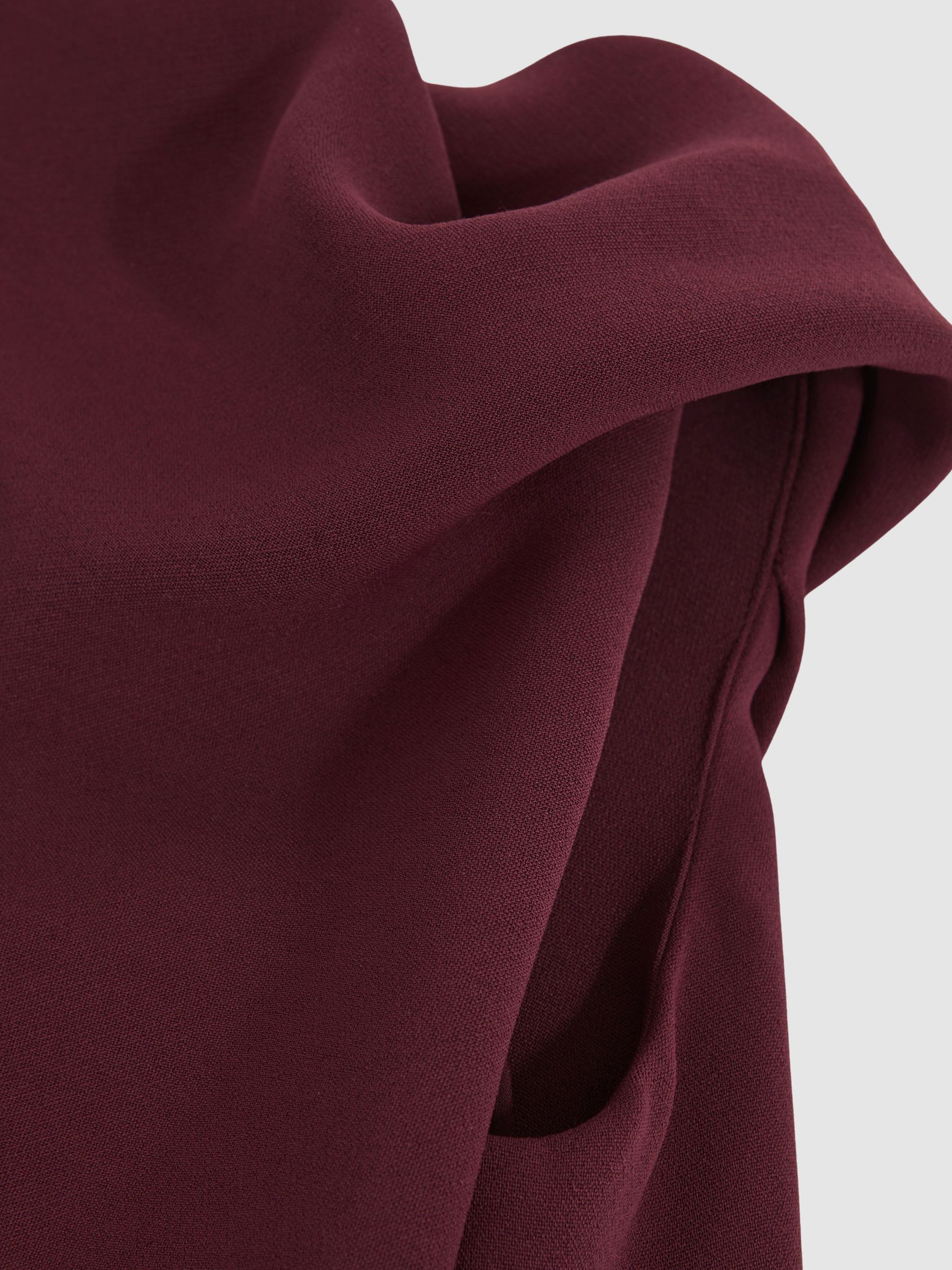 9-13 yrs High-Neck Drape Back Dress in Burgundy