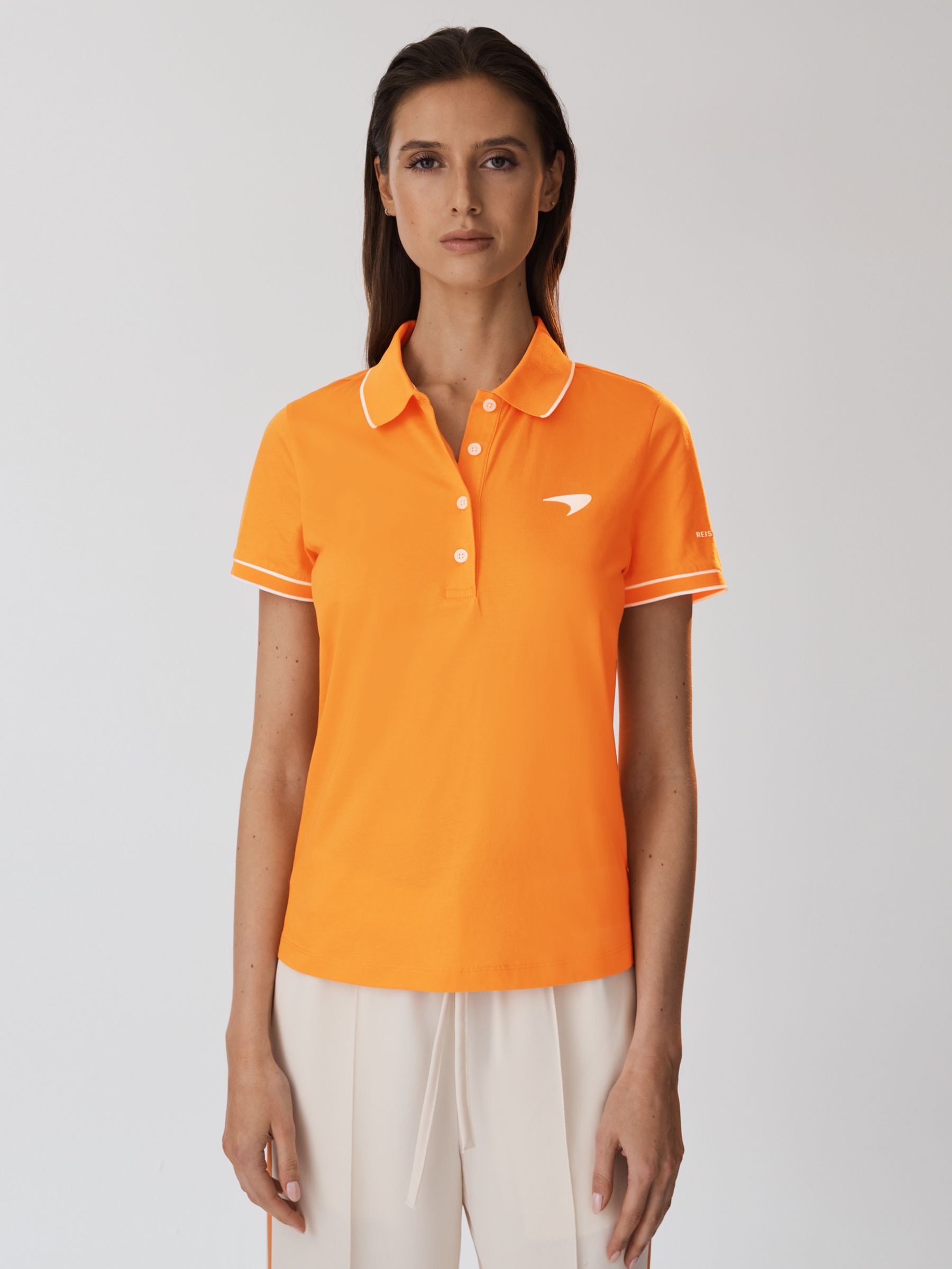 McLaren F1 Mercerised Cotton Polo Shirt in Papaya