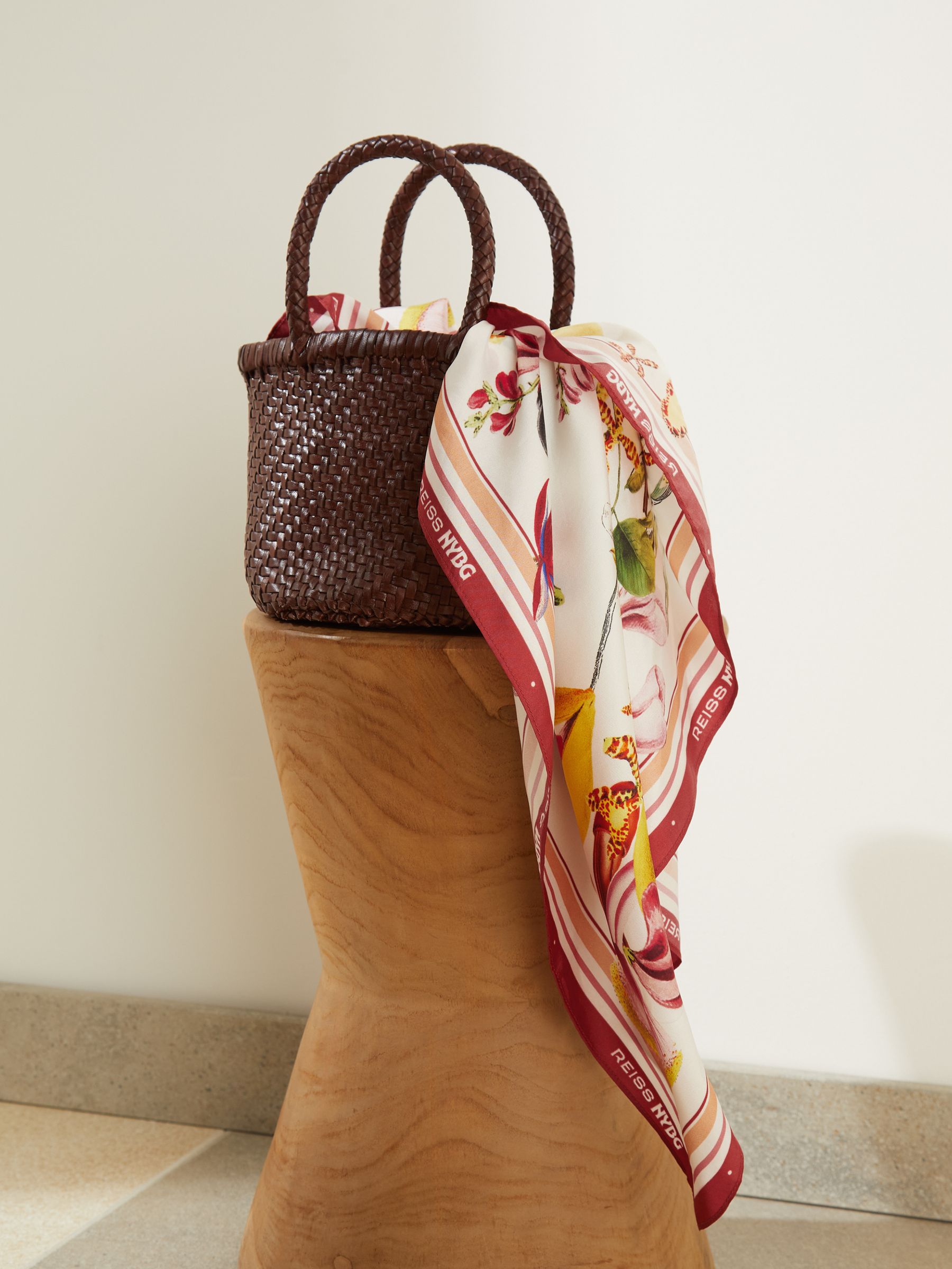 Reiss | NYBG Silk Floral-Print Scarf in White