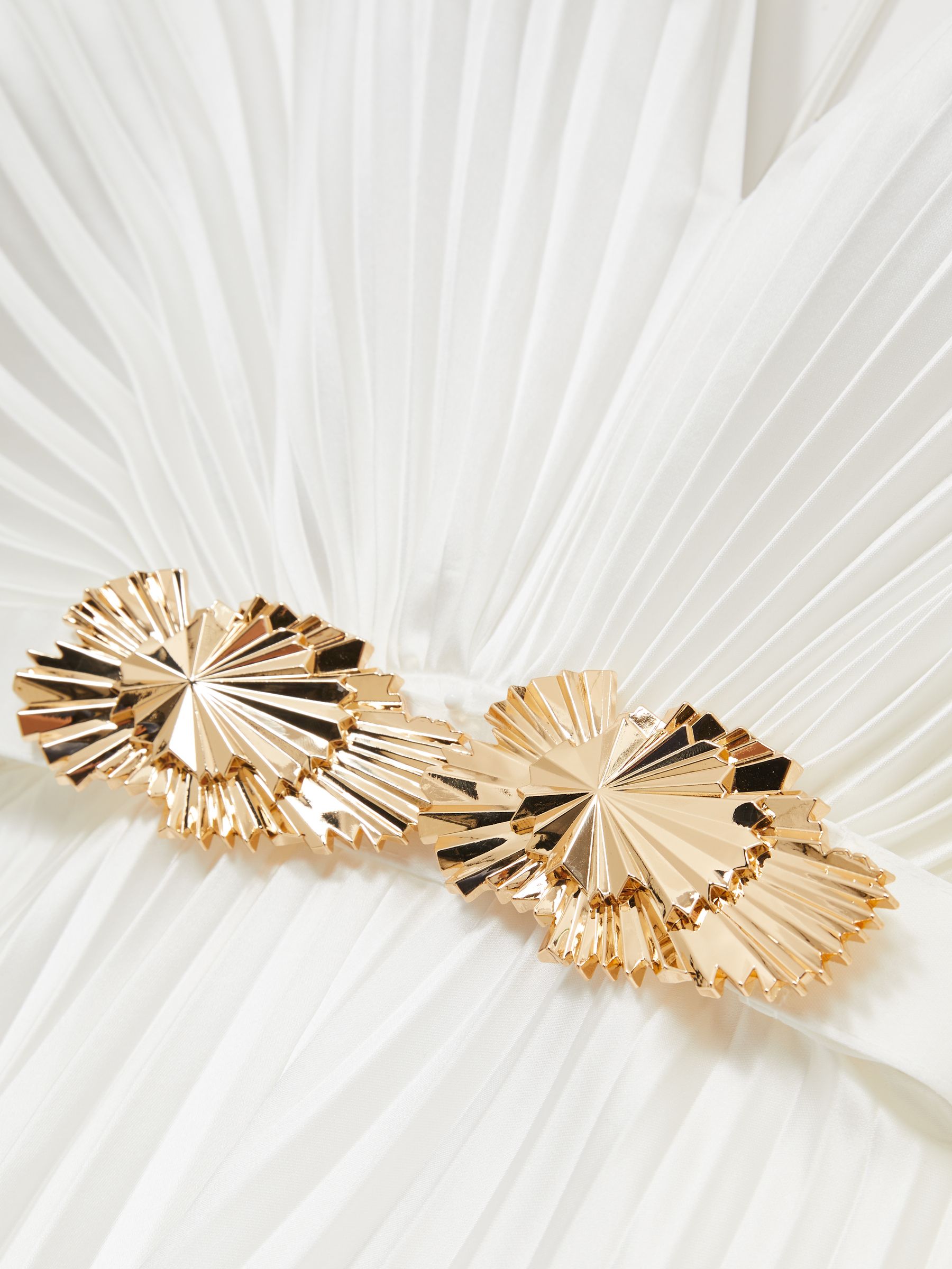 Wonastow Pleated Maxi Dress with Belt in Cream