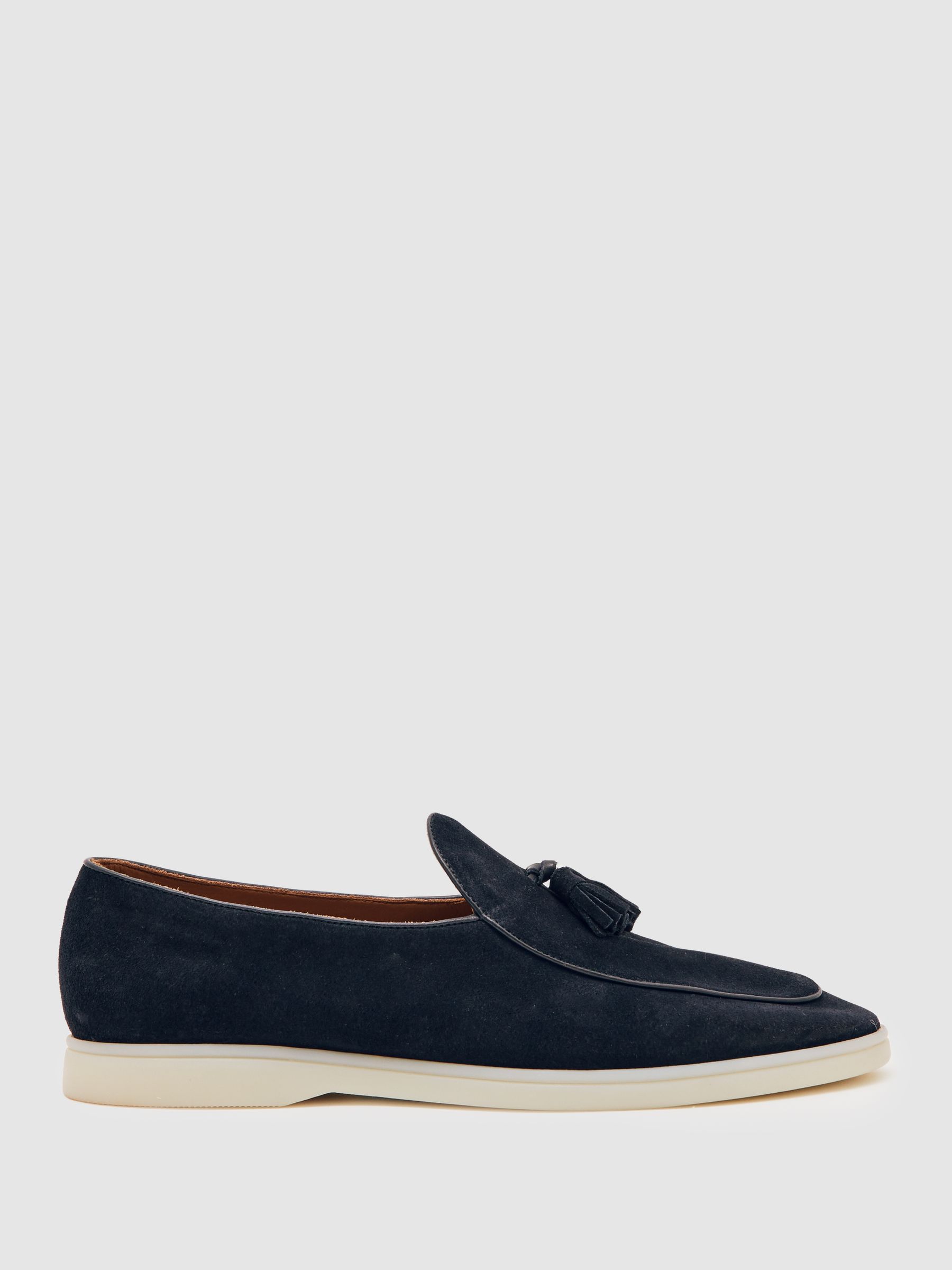 Suede Tassel Loafers in Navy