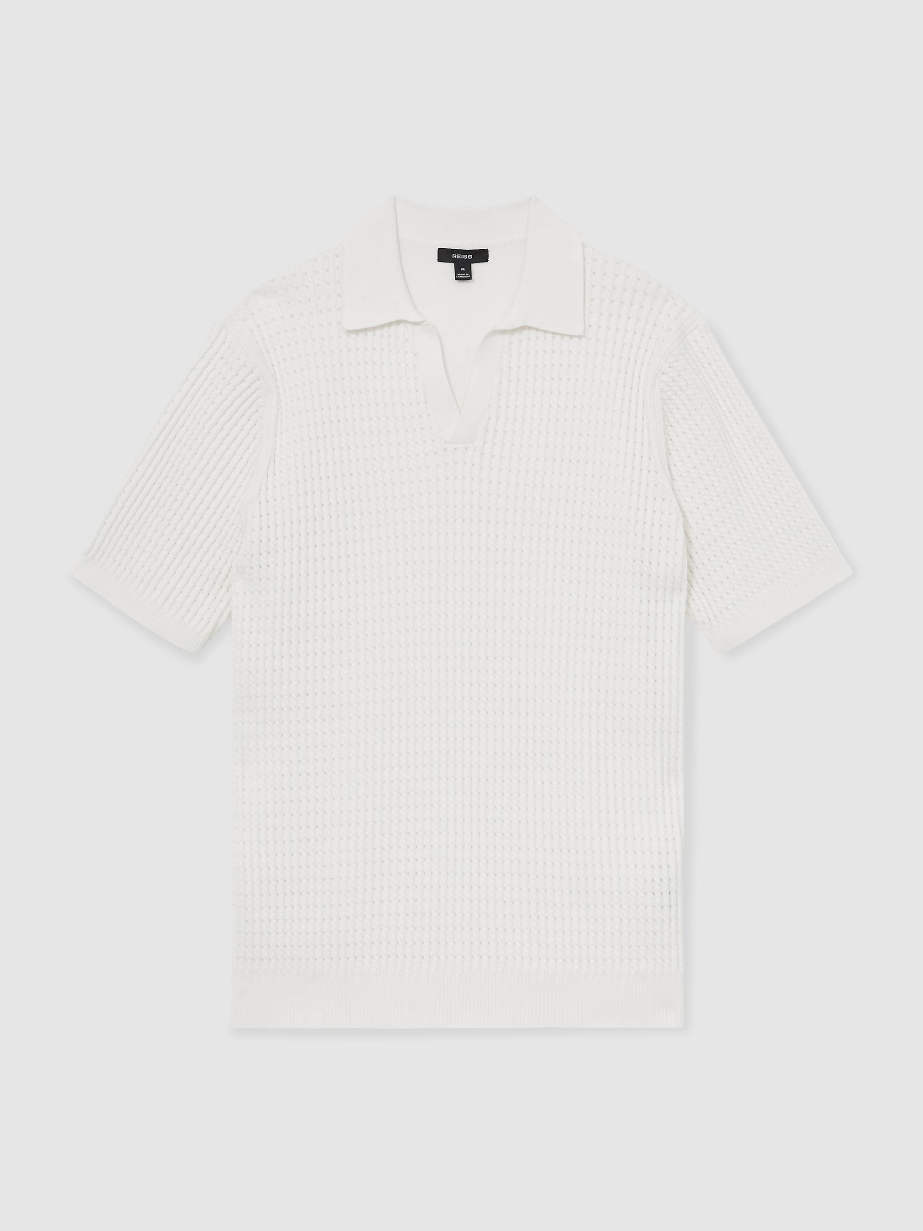 Micro-Cable Open-Collar Cotton-Blend Shirt in White