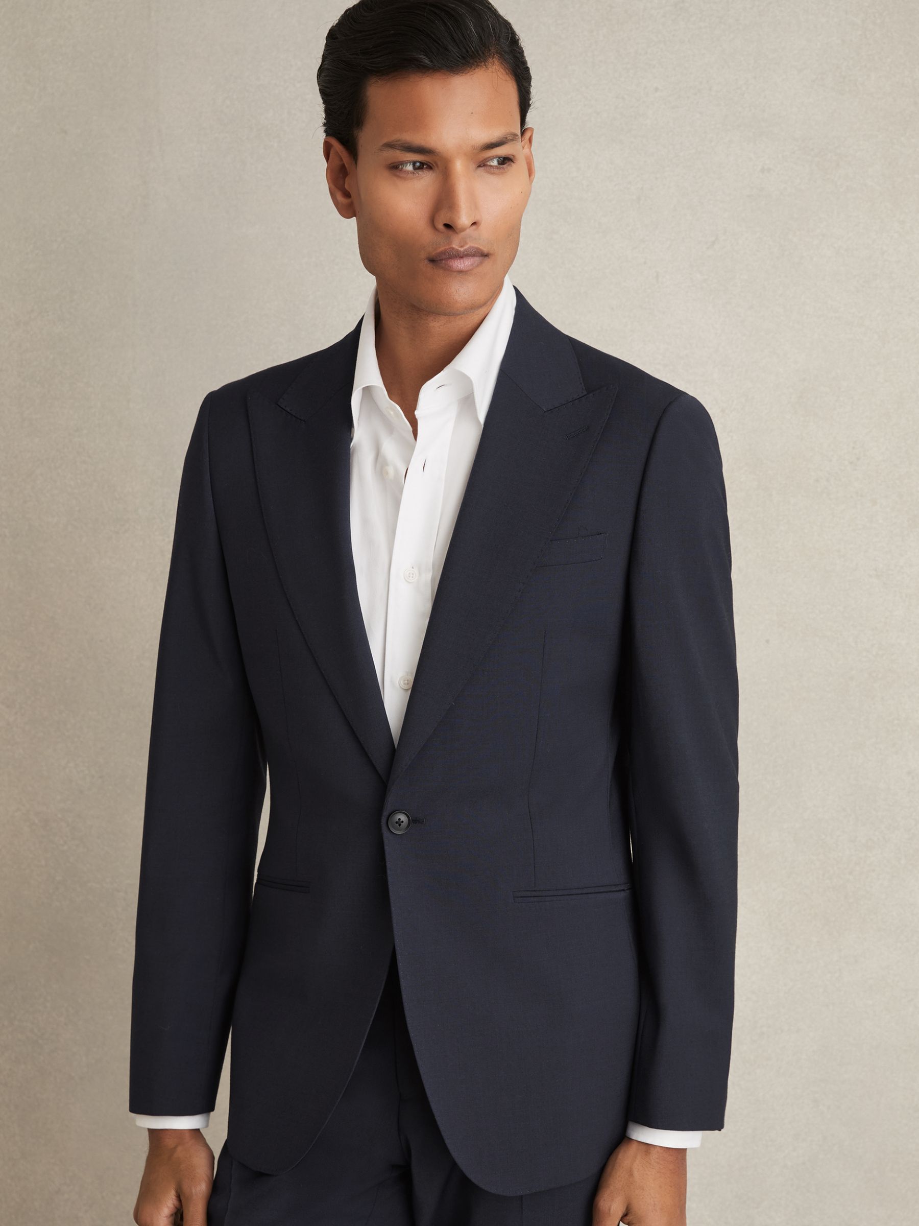 Regular-Fit Single-Breasted Wool-Blend Suit Blazer in Bright Blue