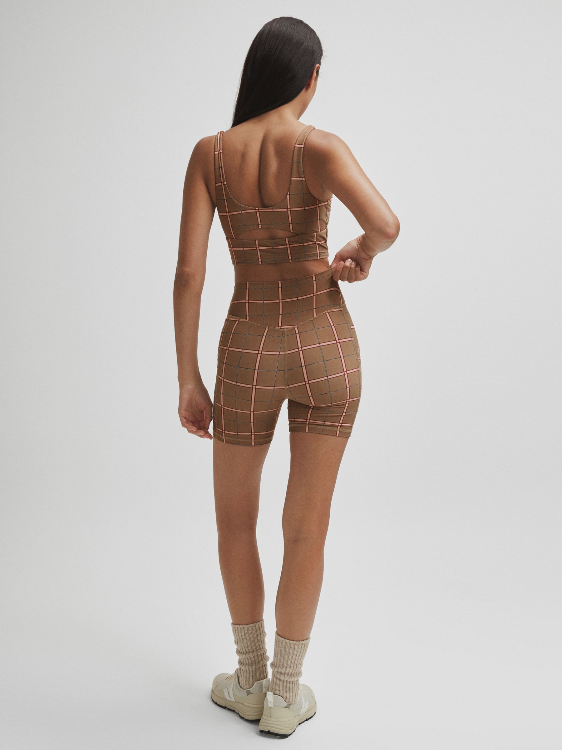 The Upside Check Spin Shorts in Brown Check