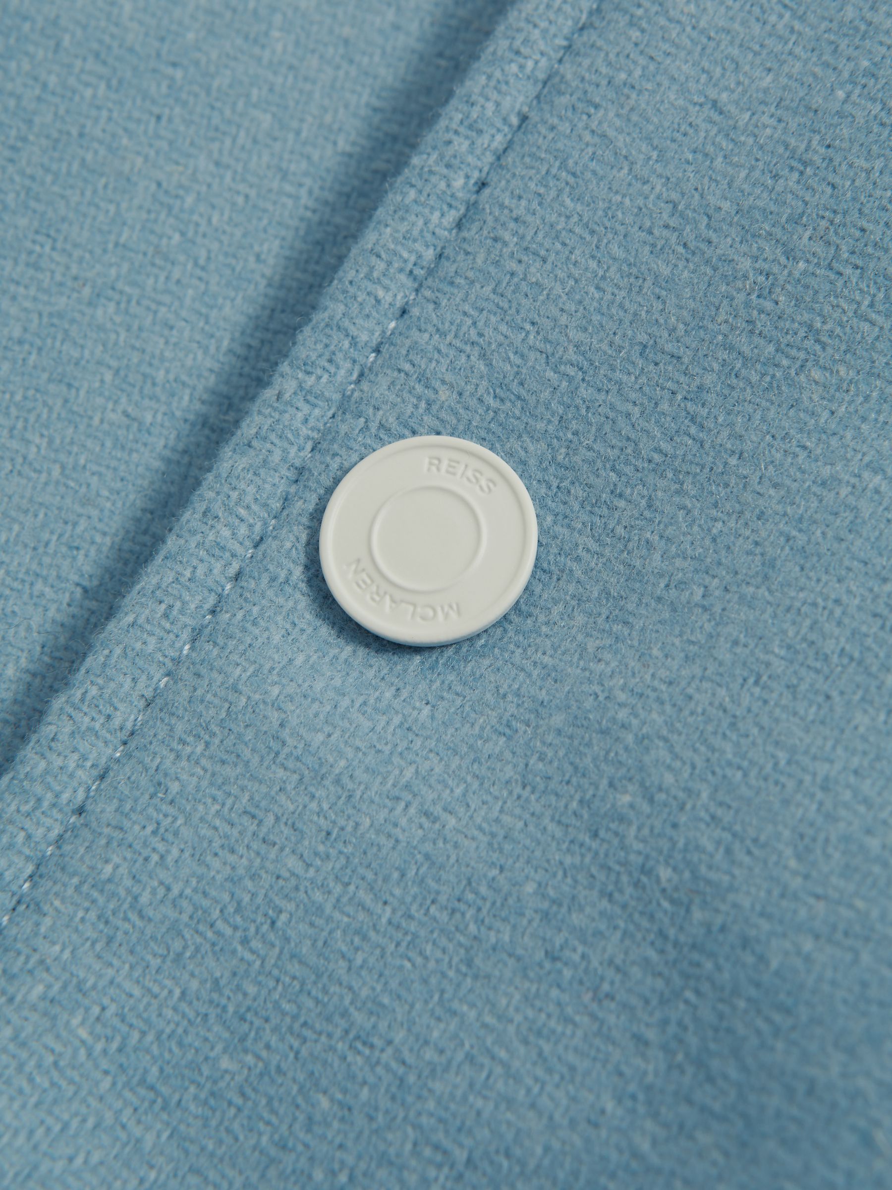 Leather Varsity Jacket in Soft Blue/Ecru