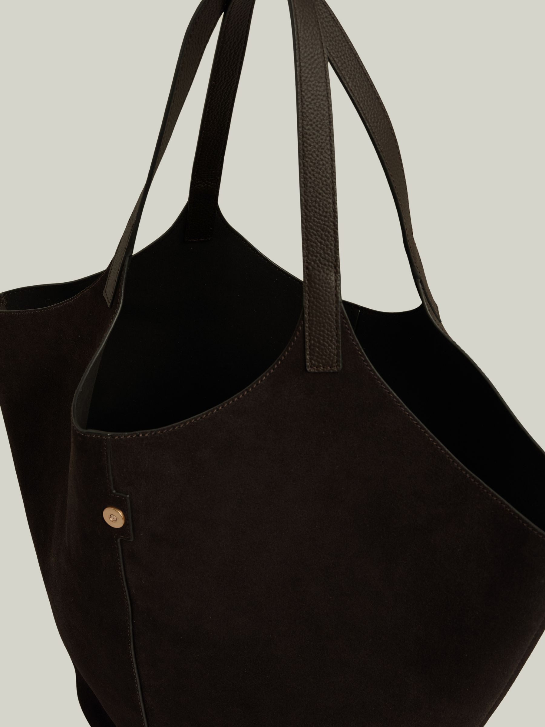 Leather And Suede Tote Bag in Chocolate