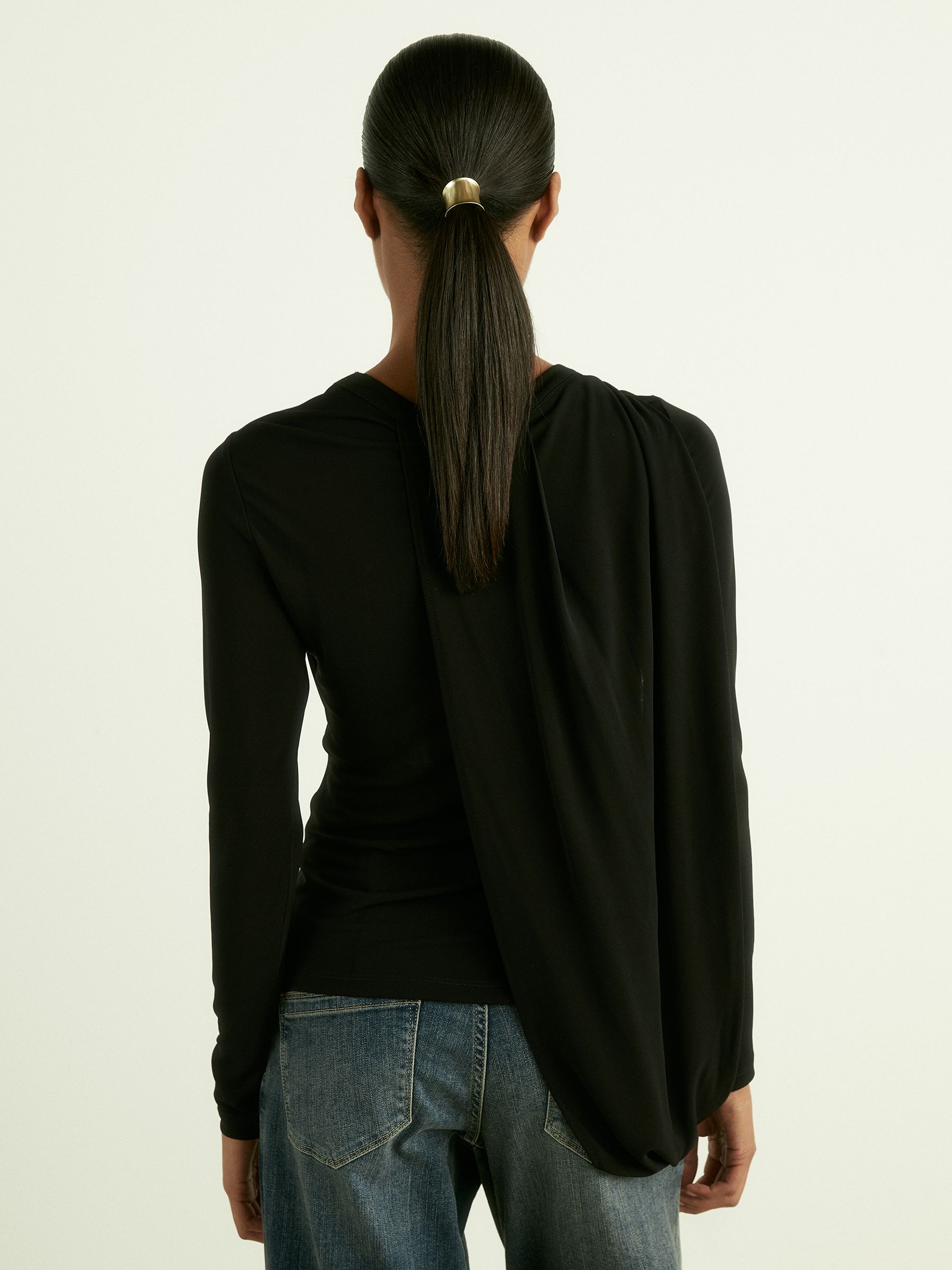 Draped-Jersey Top in Black