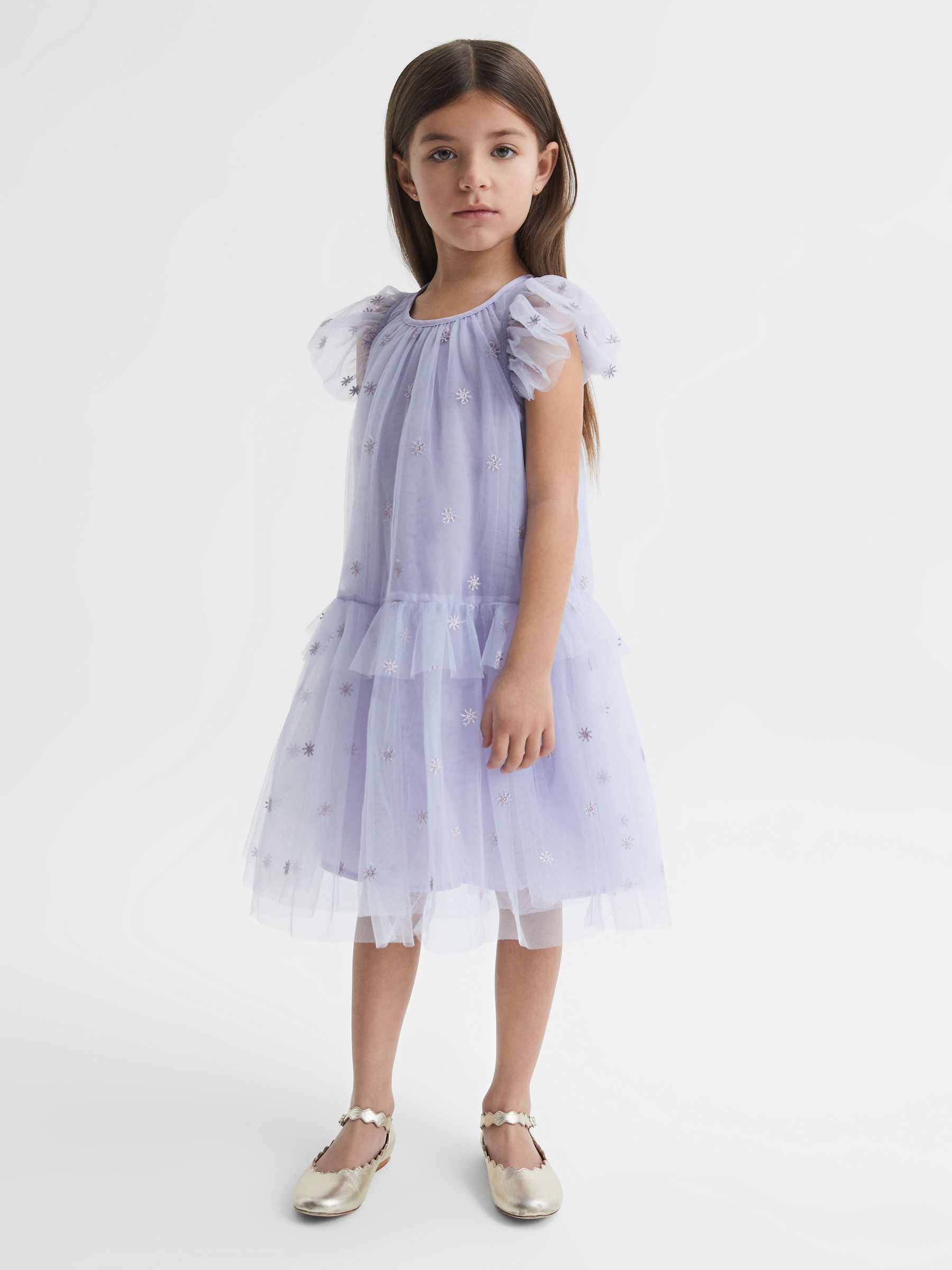 9-12 yrs Tulle Embroidered Dress in Lilac