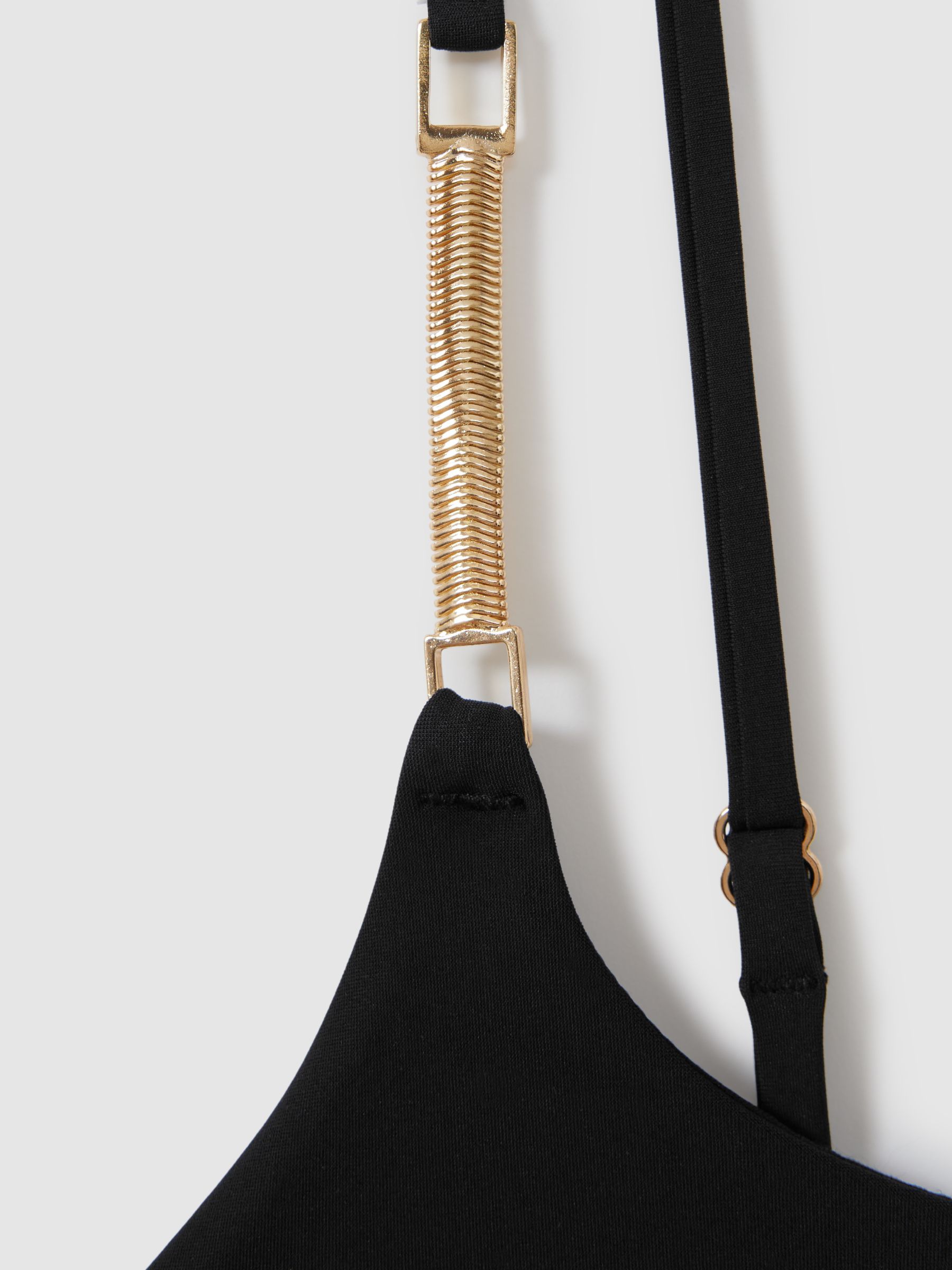 Hardware-Strap Cut-Out Swimsuit in Black