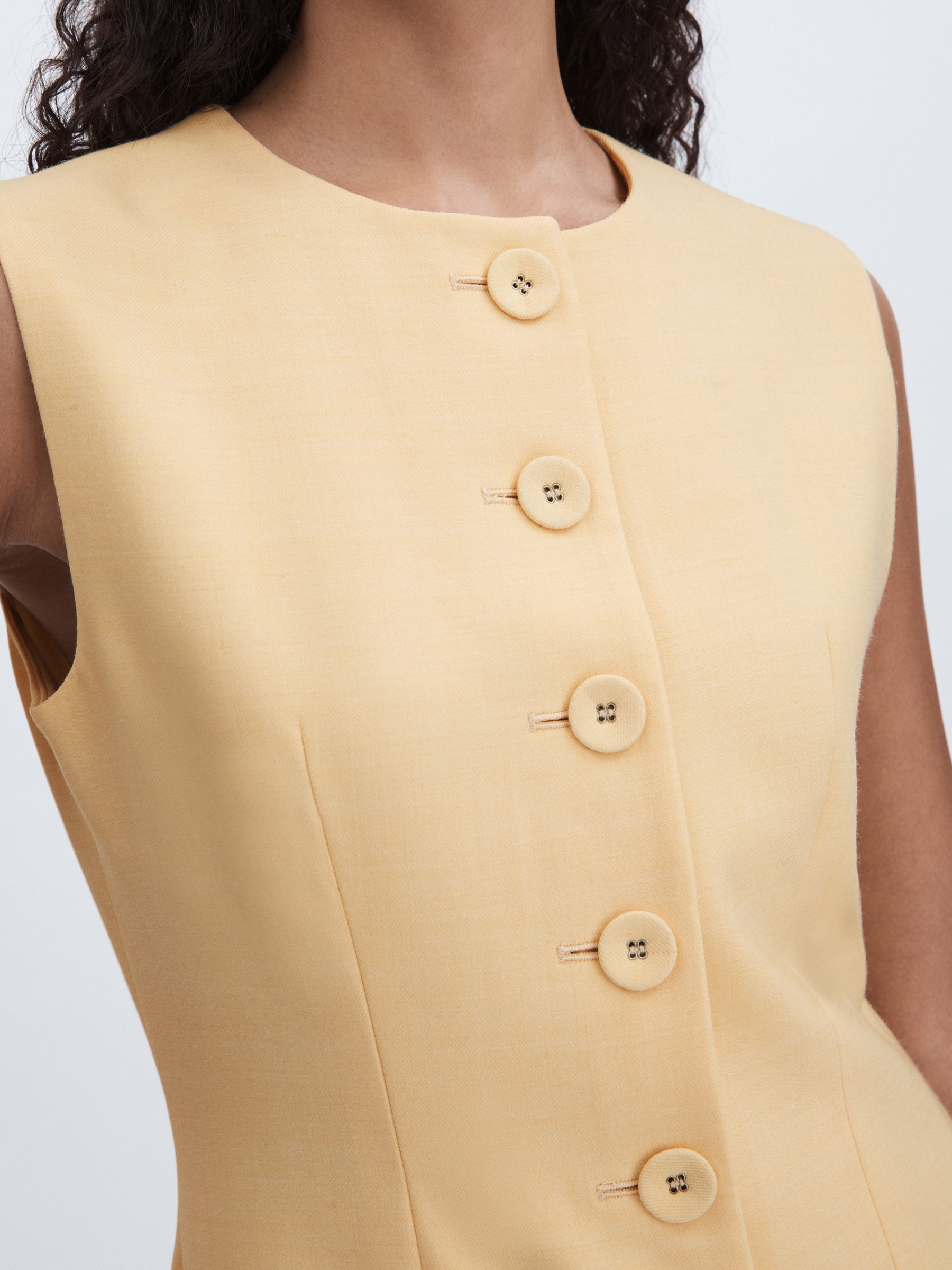 Anna Quan Button Through Mini Dress With Wool in Buttercup