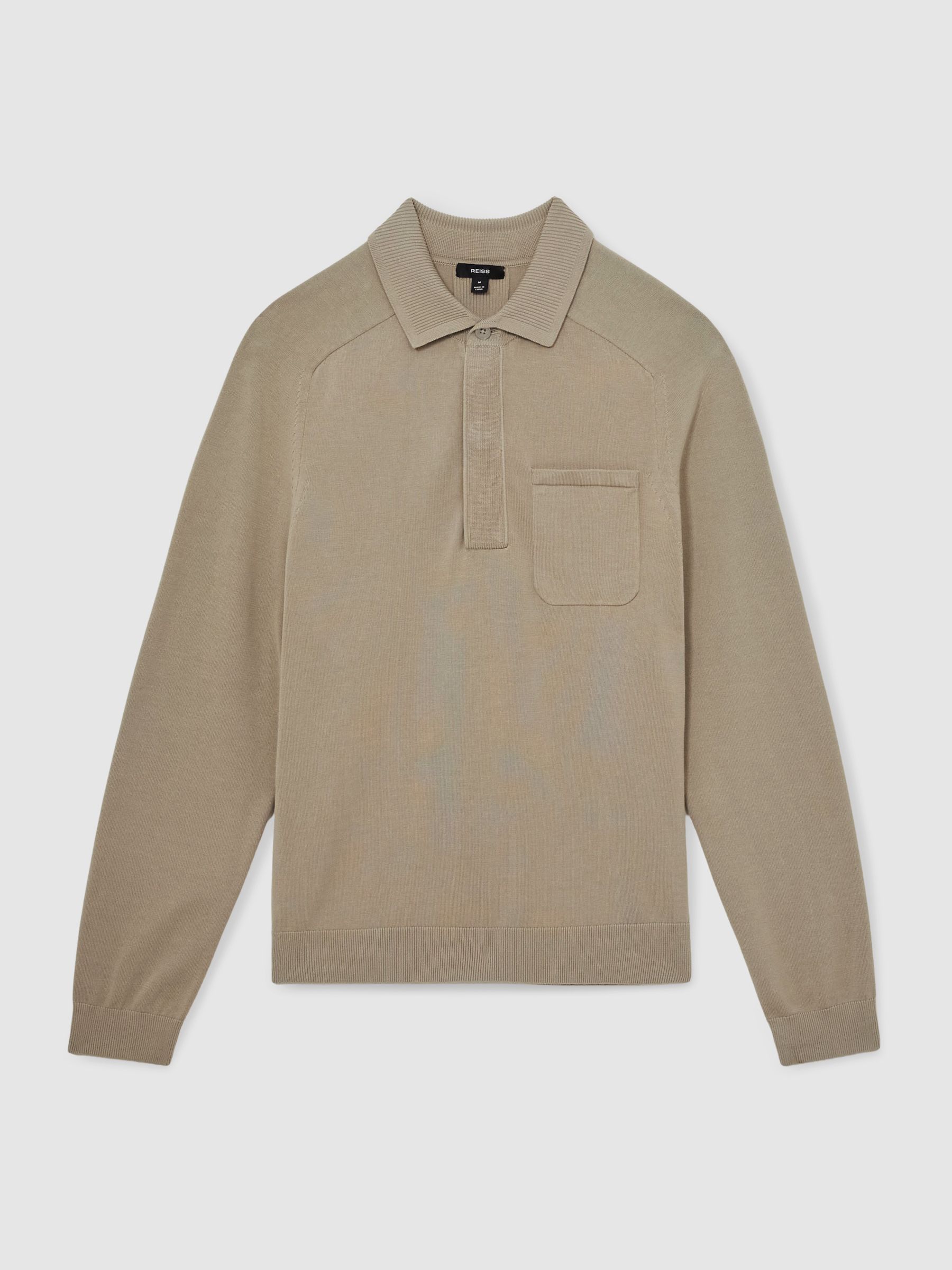 Cotton Concealed-Placket Polo Shirt in Light Sage Green