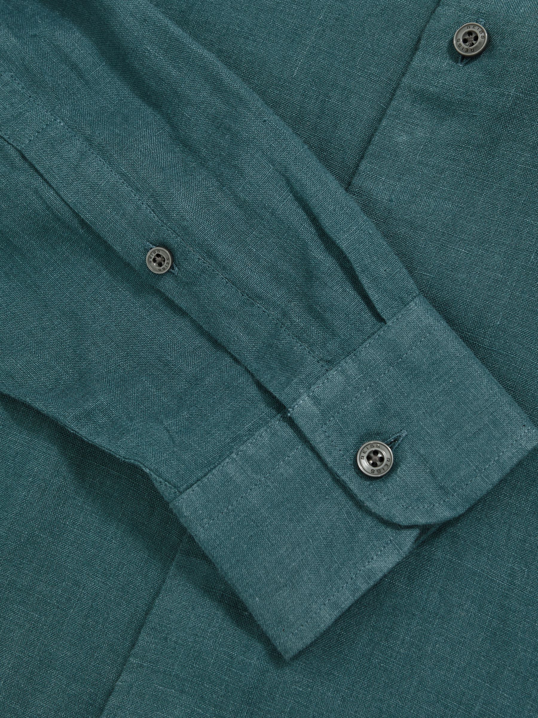 Linen Cutaway-Collar Shirt in Orion Blue