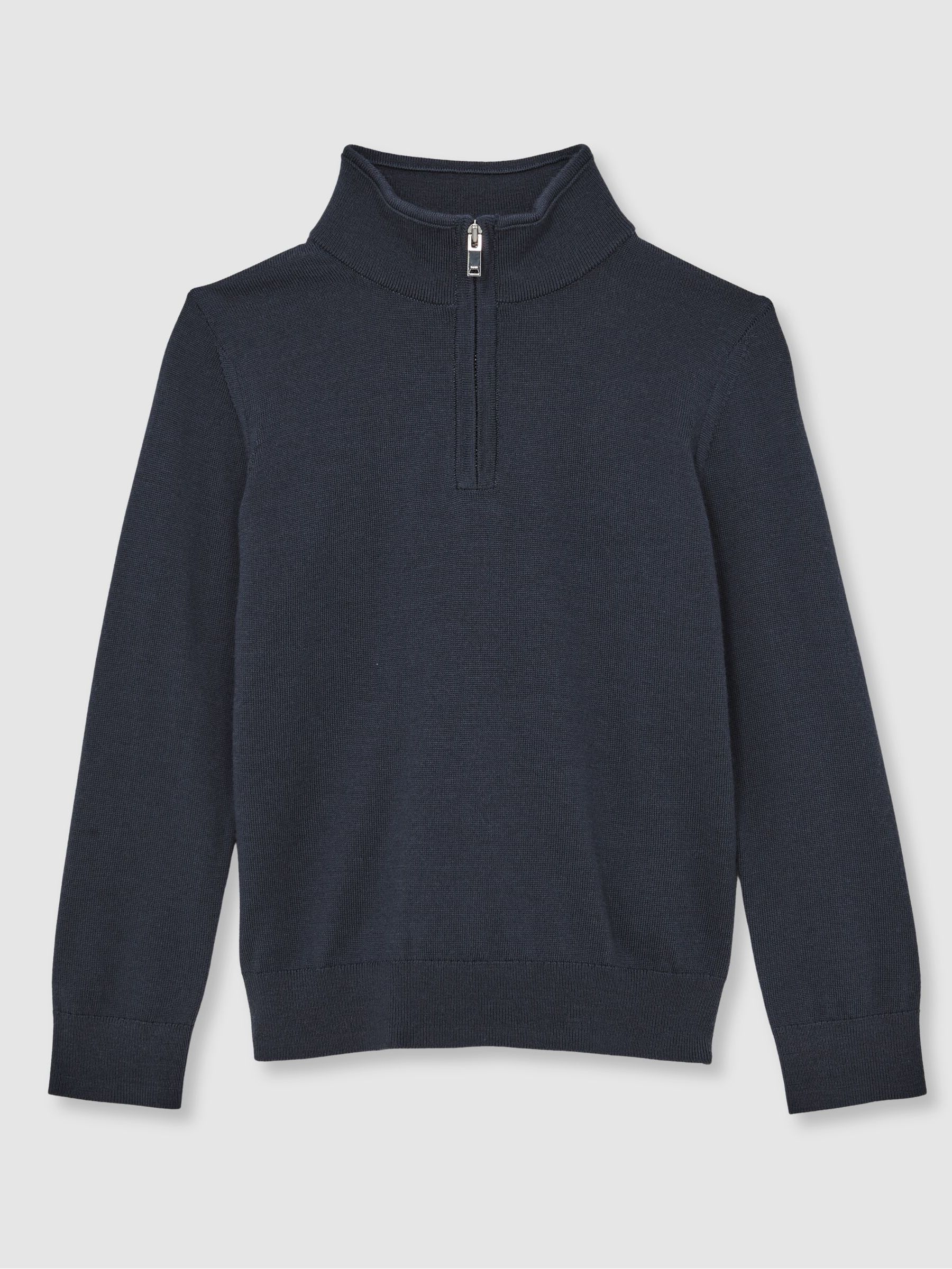3-9 yrs Merino Wool Half-Zip Funnel Neck Jumper in Midnight Navy