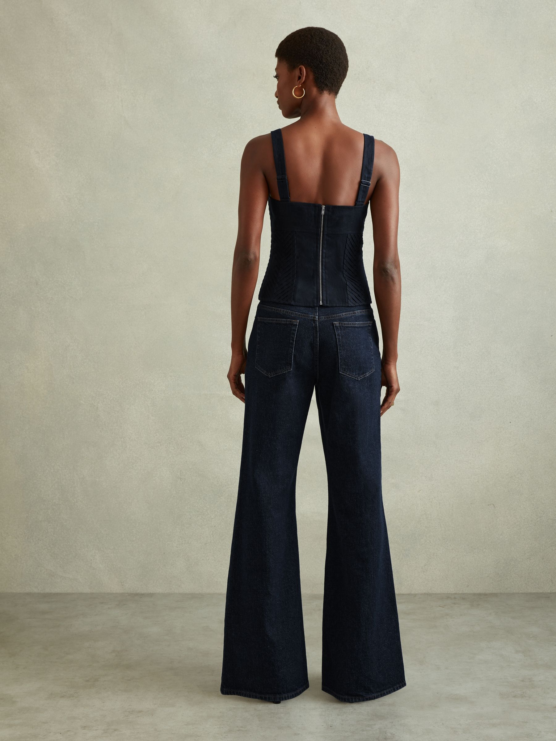 Linen Corset Vest in Navy