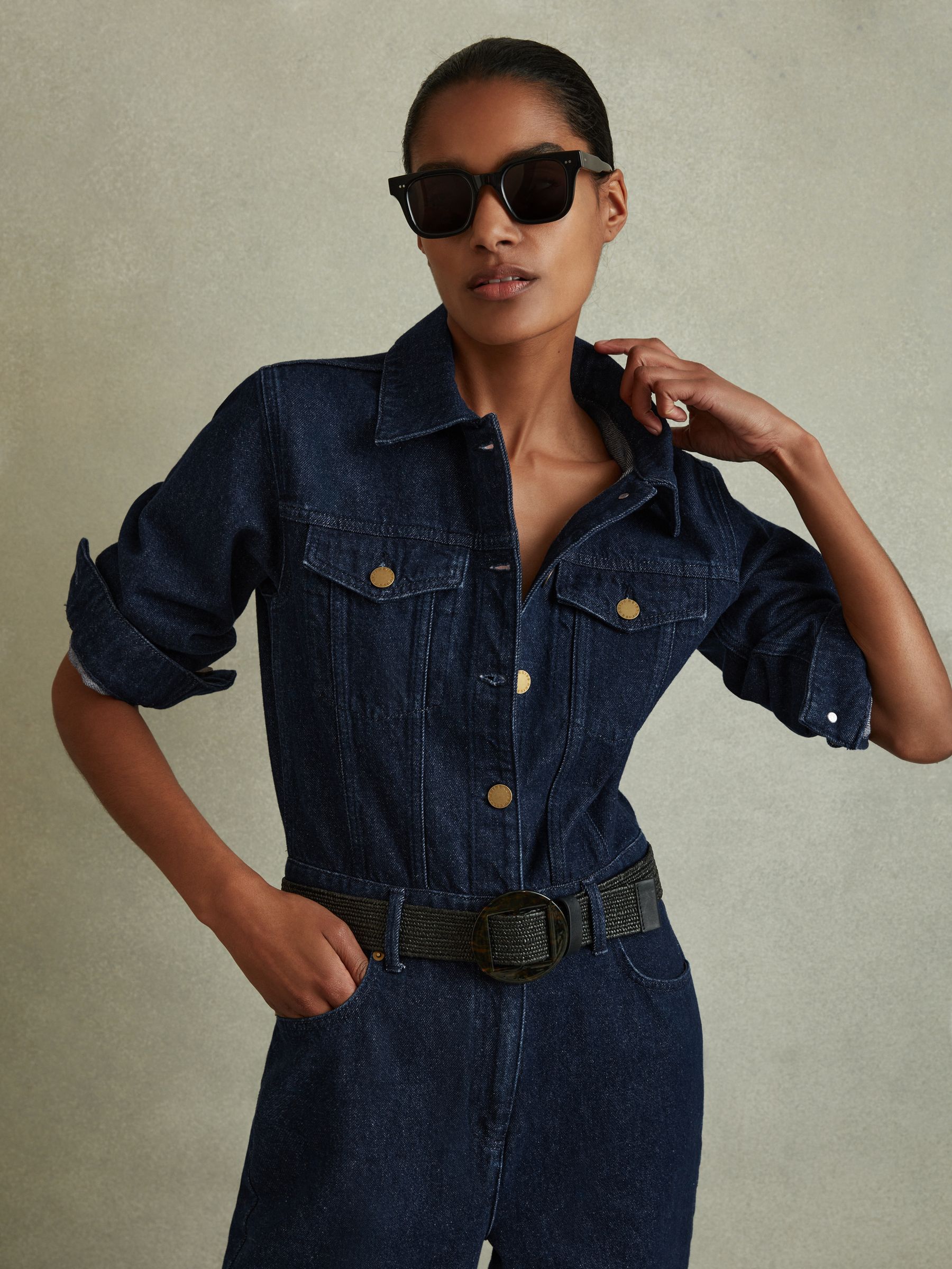 Relaxed Denim Jumpsuit in Indigo