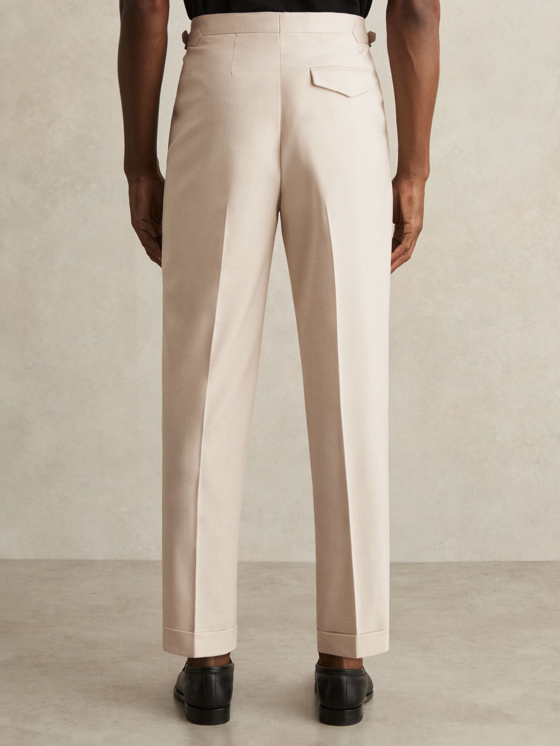 Tapered Turn-Up Trousers in Ecru