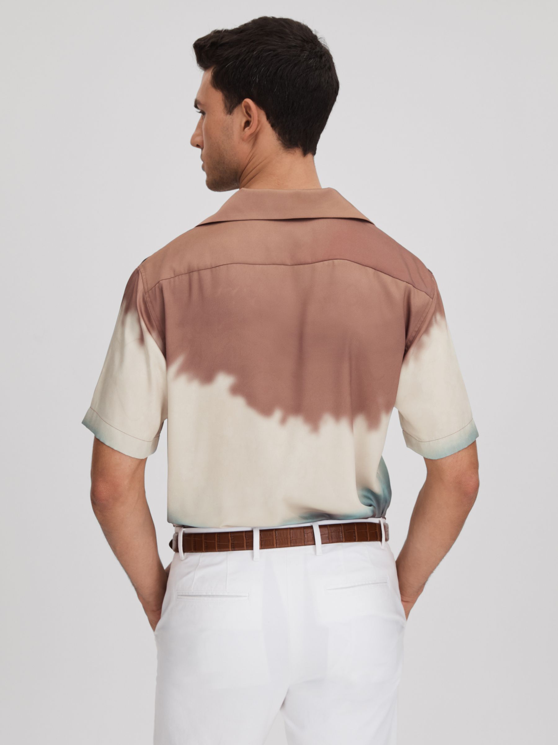 Ombre Print Cuban Collar Shirt in Tobacco
