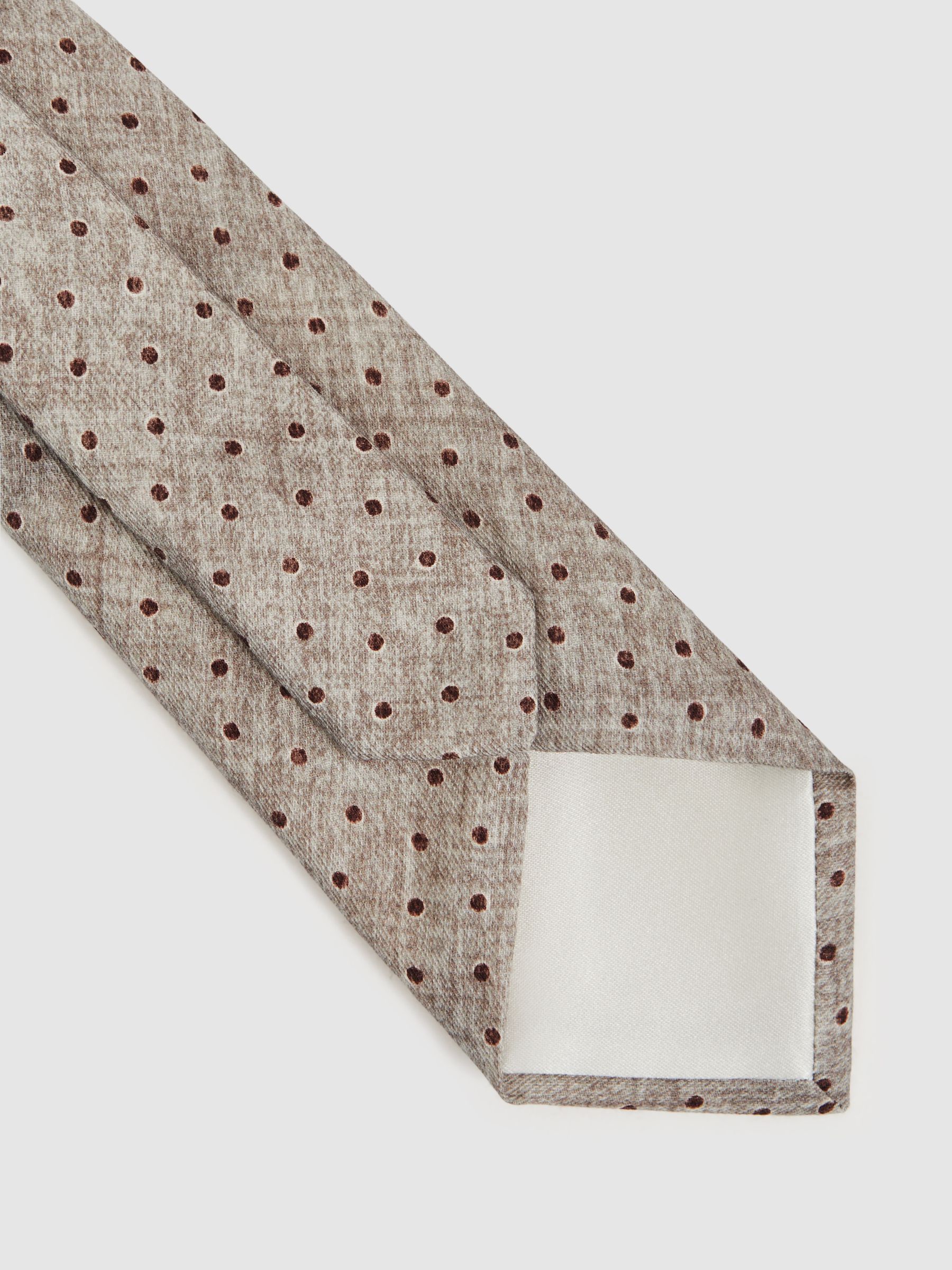 Wool-Cotton Polka-Dot Tie in Grey Melange