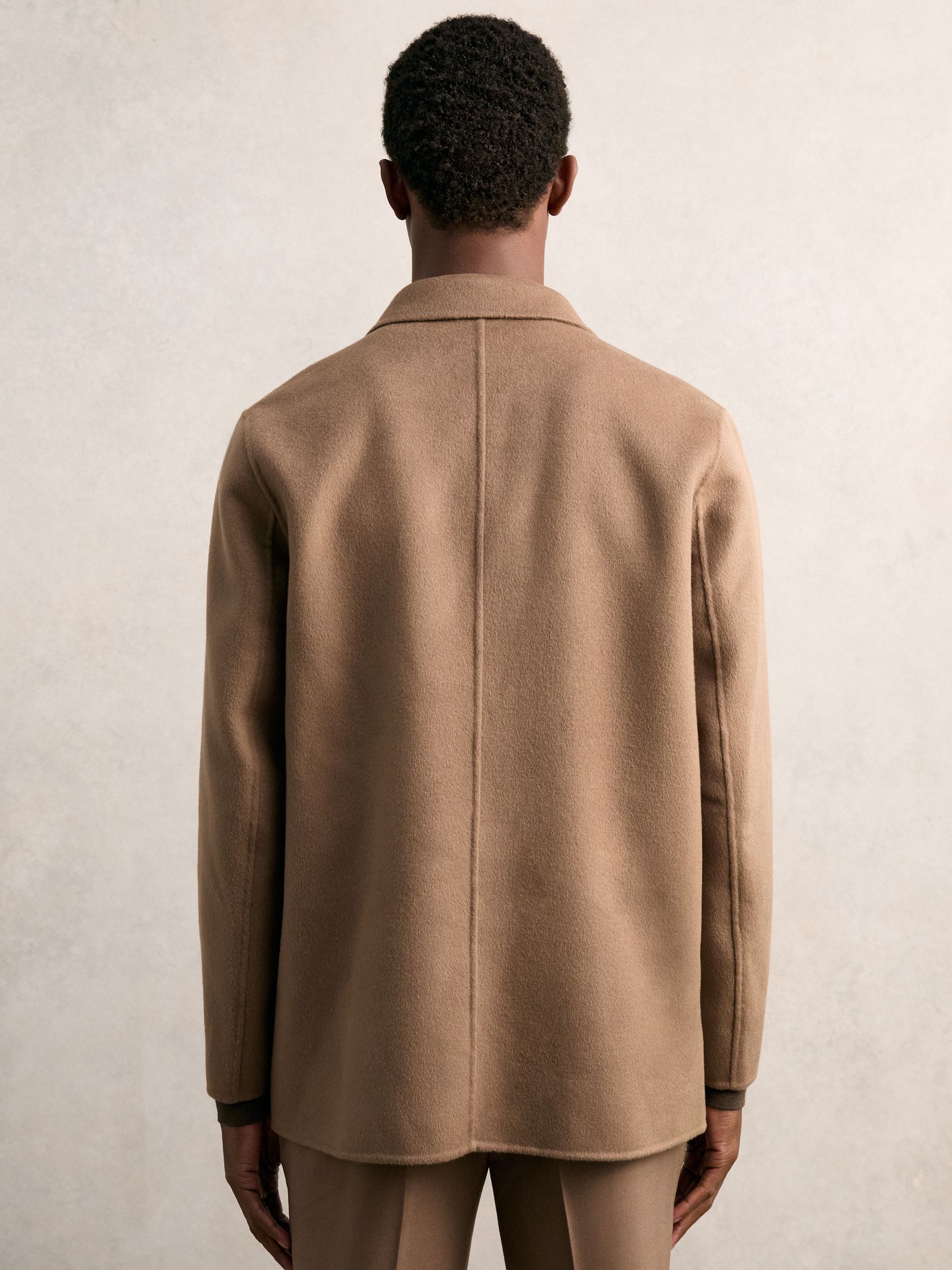 Wool Blend Double Face Button Jacket in Brown