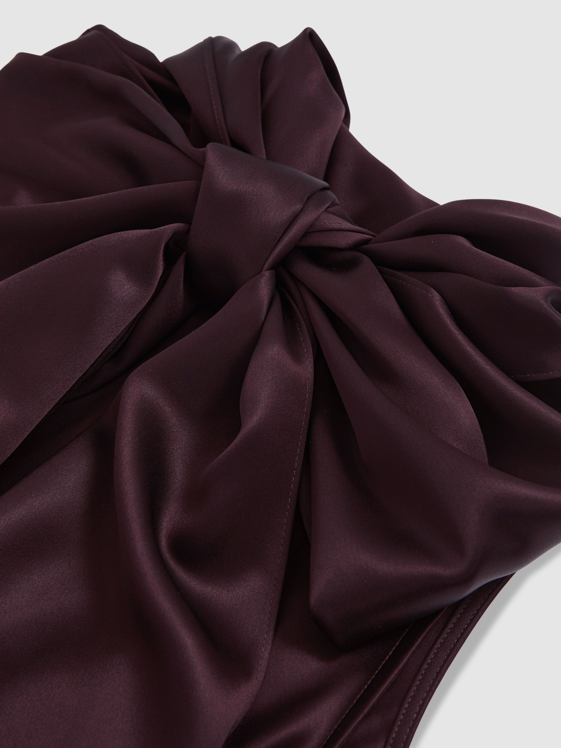 Petite Satin Cape Maxi Dress in Burgundy