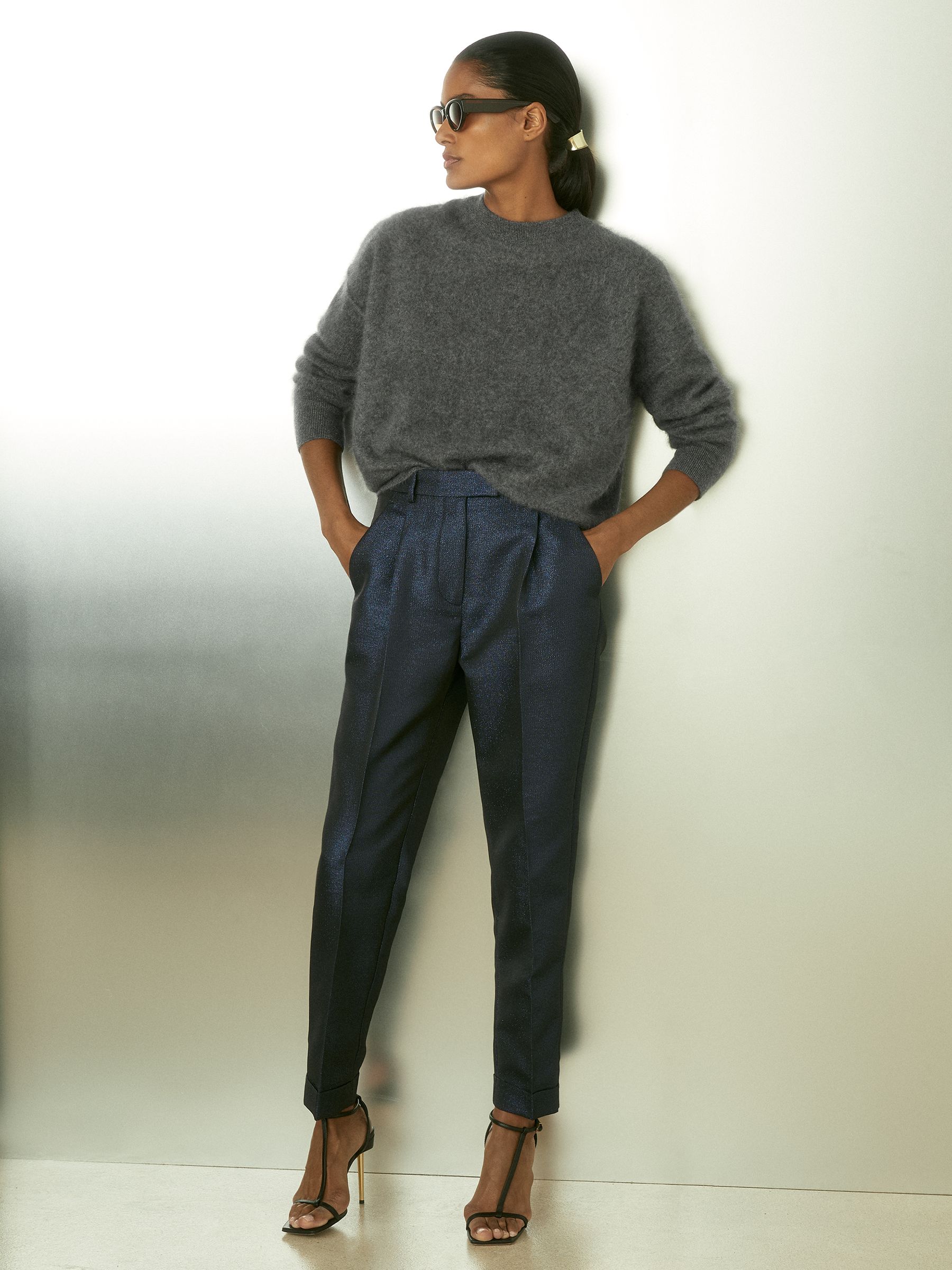 Sparkle Tapered Trousers in Navy