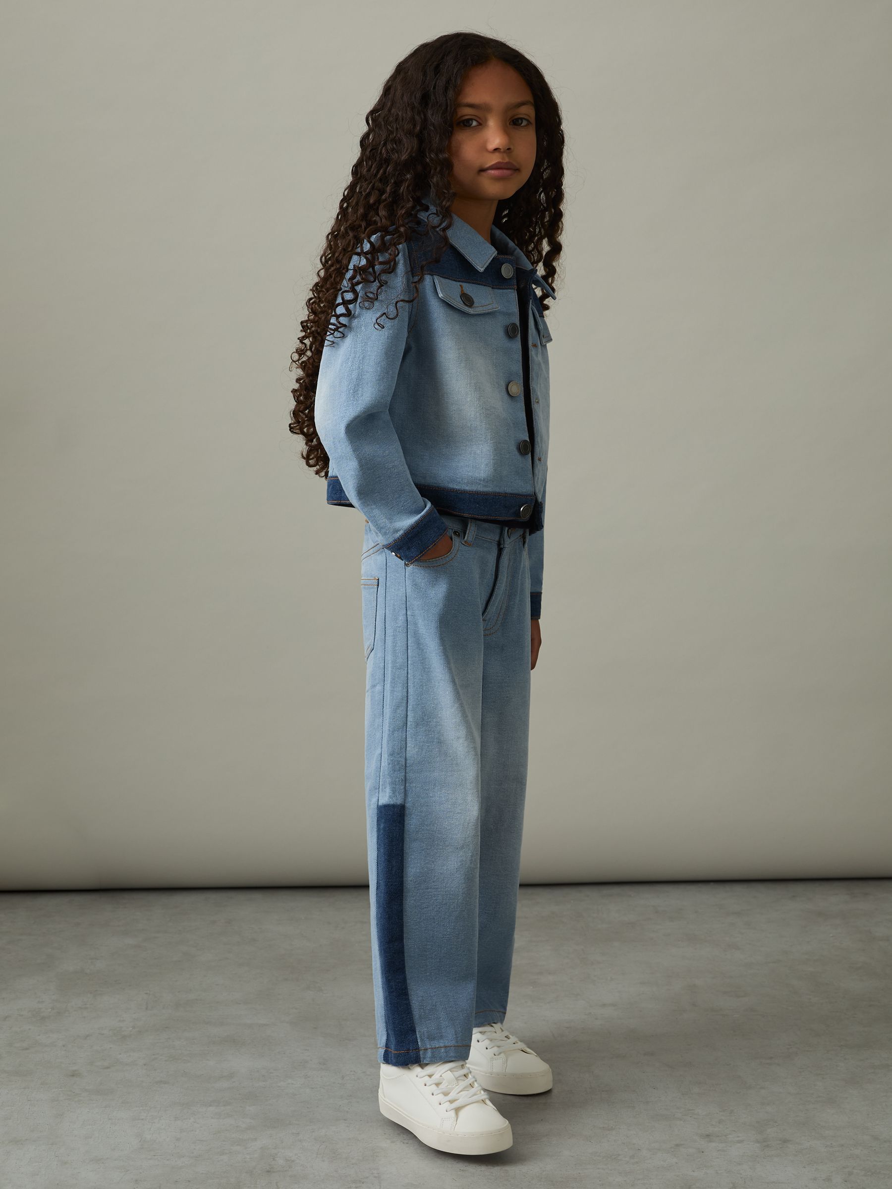 9-13 yrs Patchwork Denim Jeans Two-Tone in Blue
