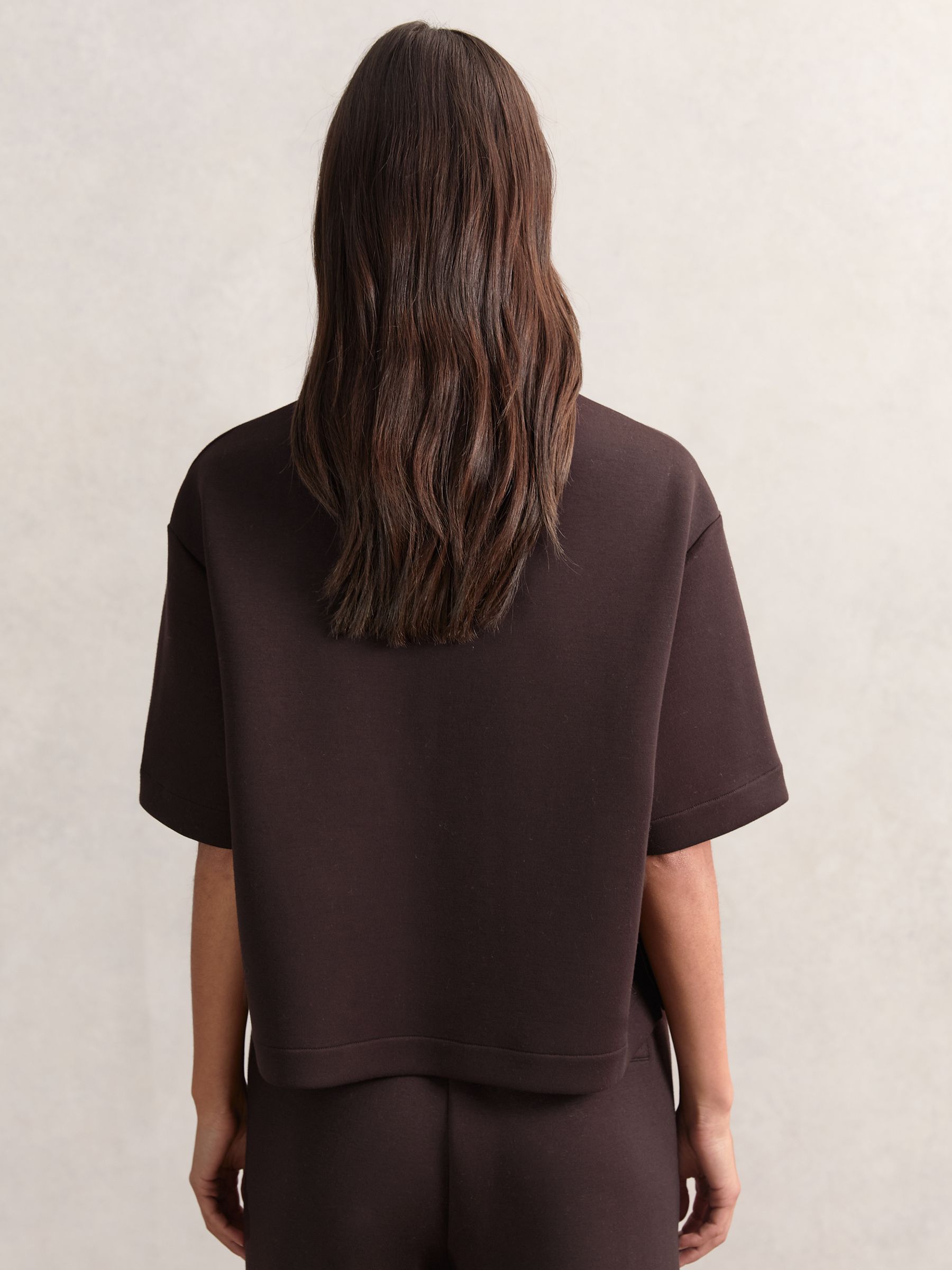 Short-Sleeve Half-Zip Sweatshirt in Plum Purple