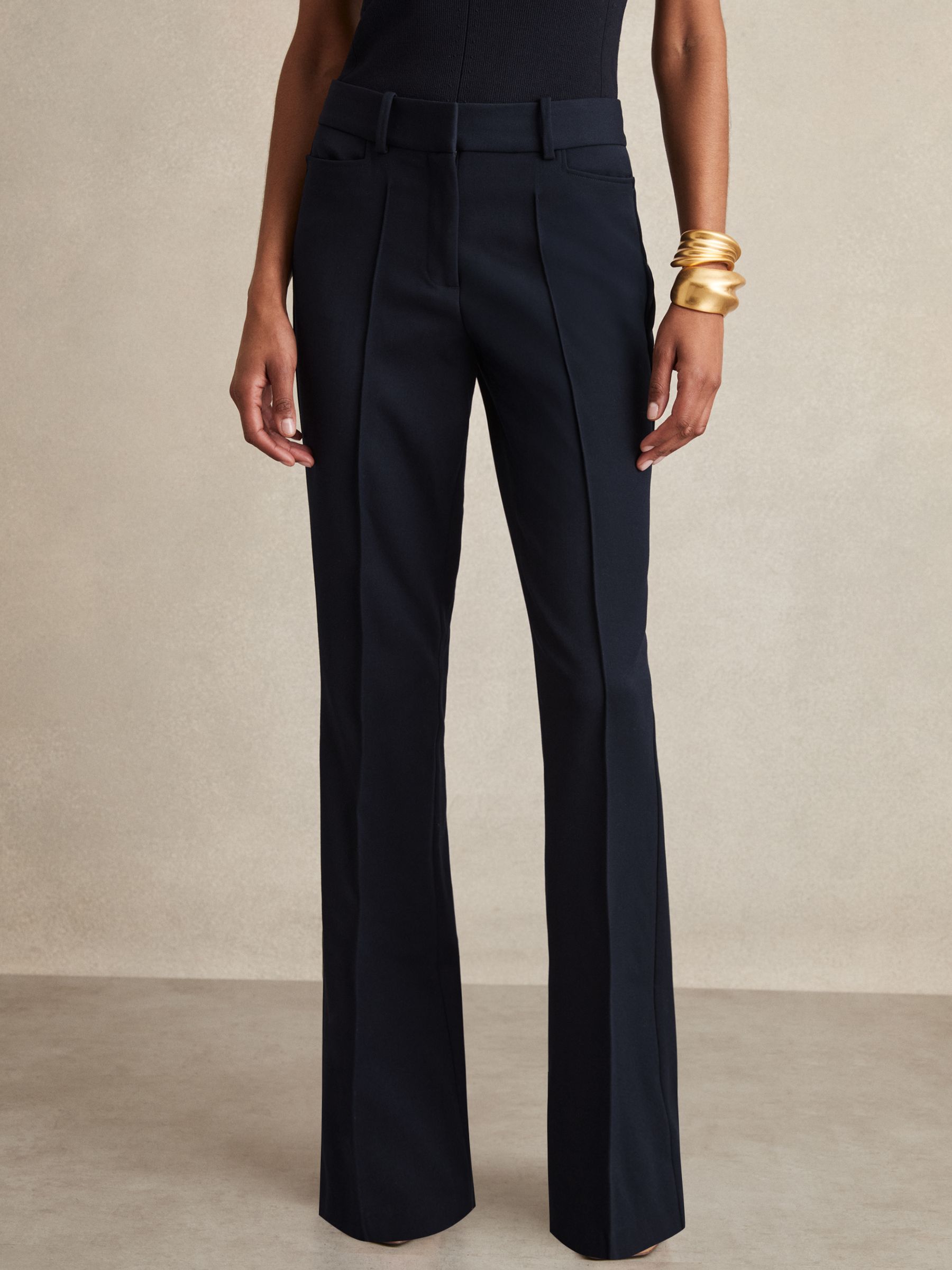 Petite Flared Suit Trousers in Navy