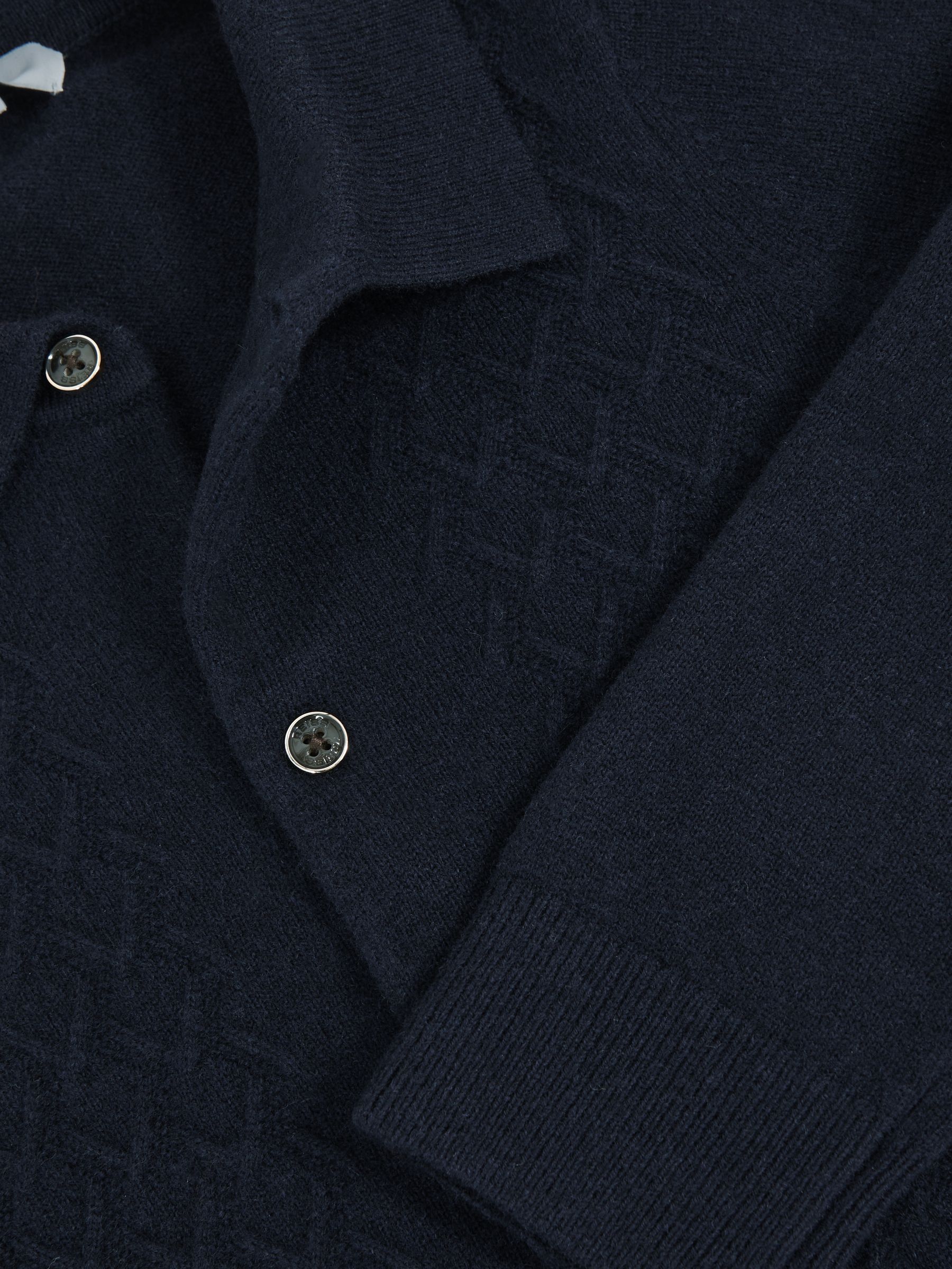 9-13 yrs Wool V-Stitch Button-Through Cardigan in Navy Blue