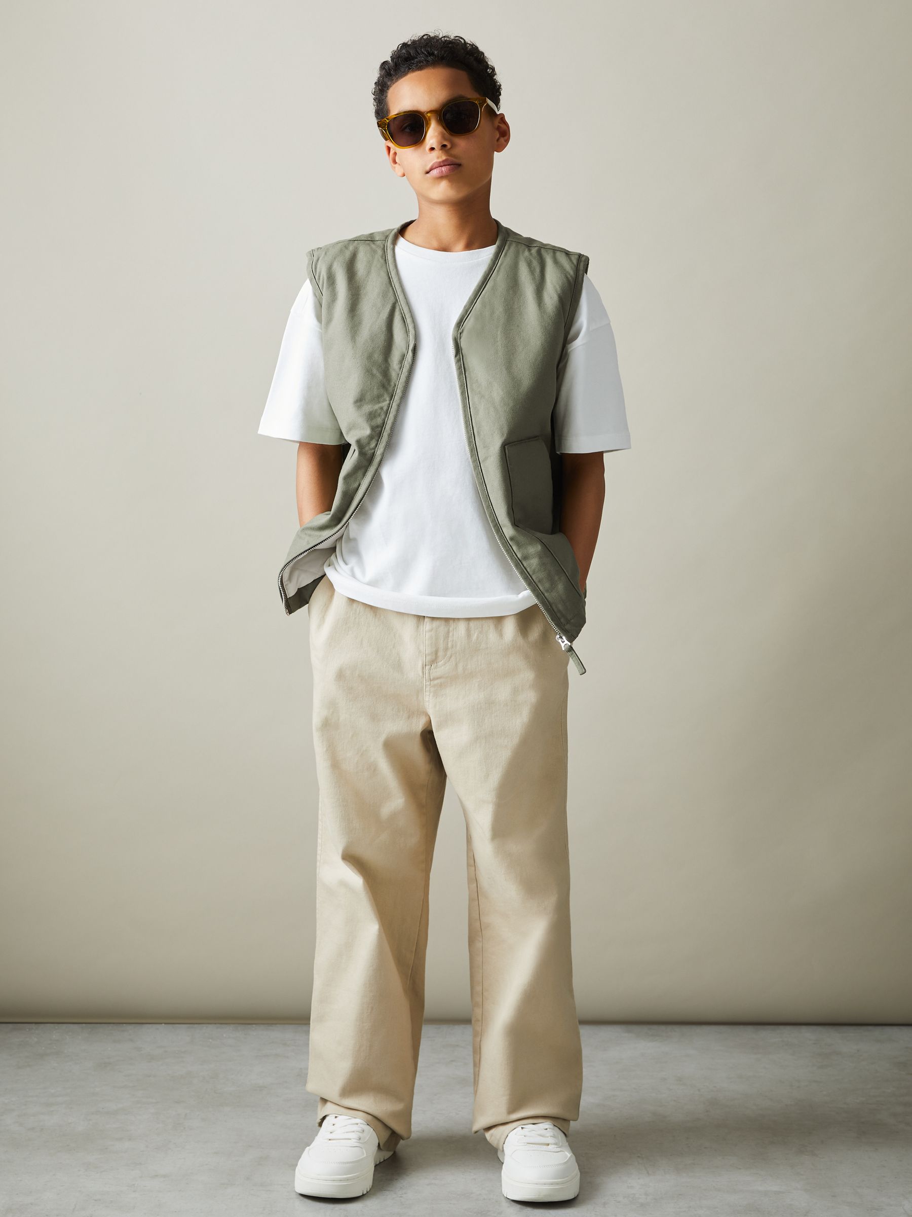 9-13 yrs Cotton Quilted Gilet in Sage Green