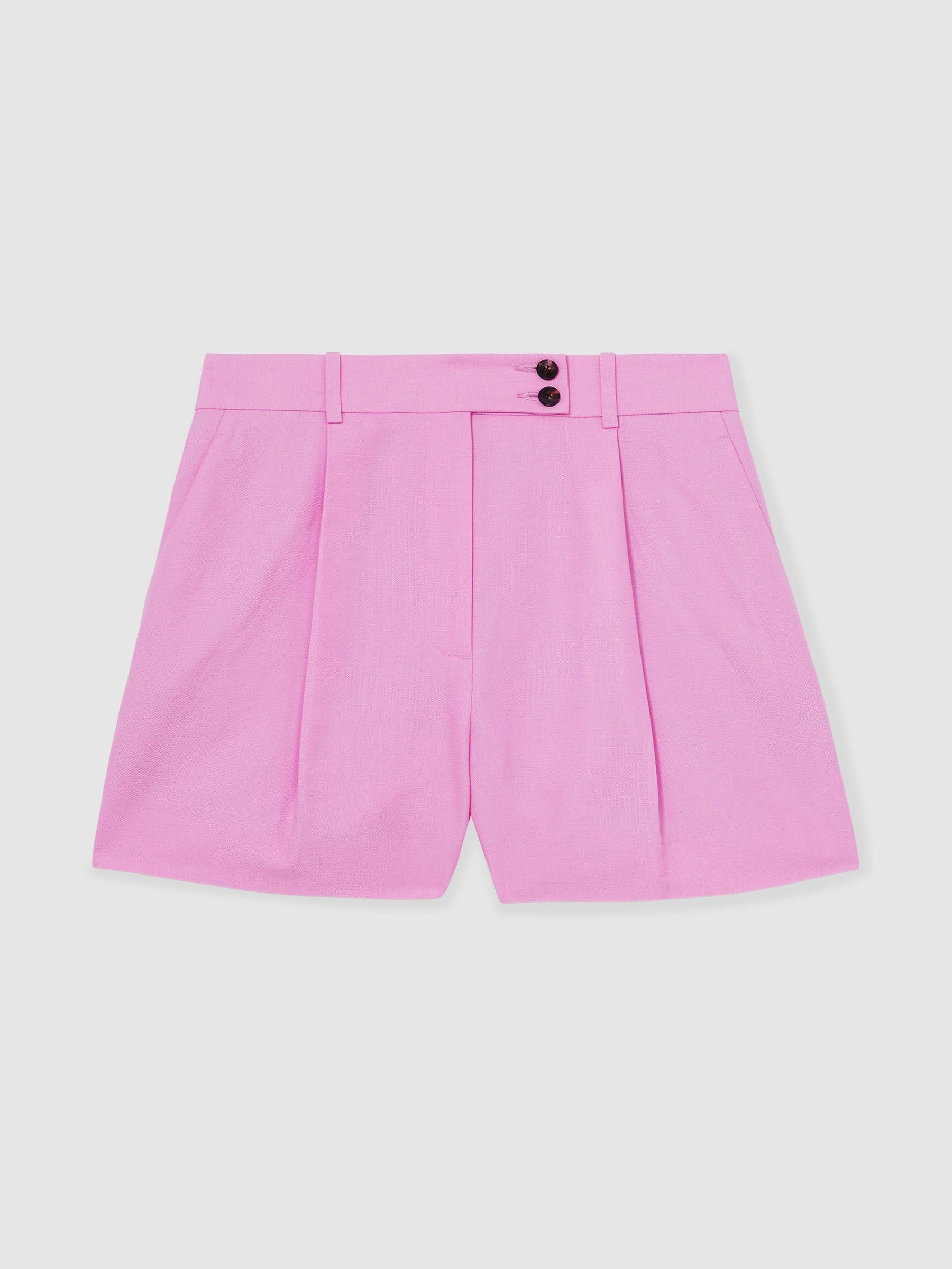 Tailored Shorts With Linen in Pink