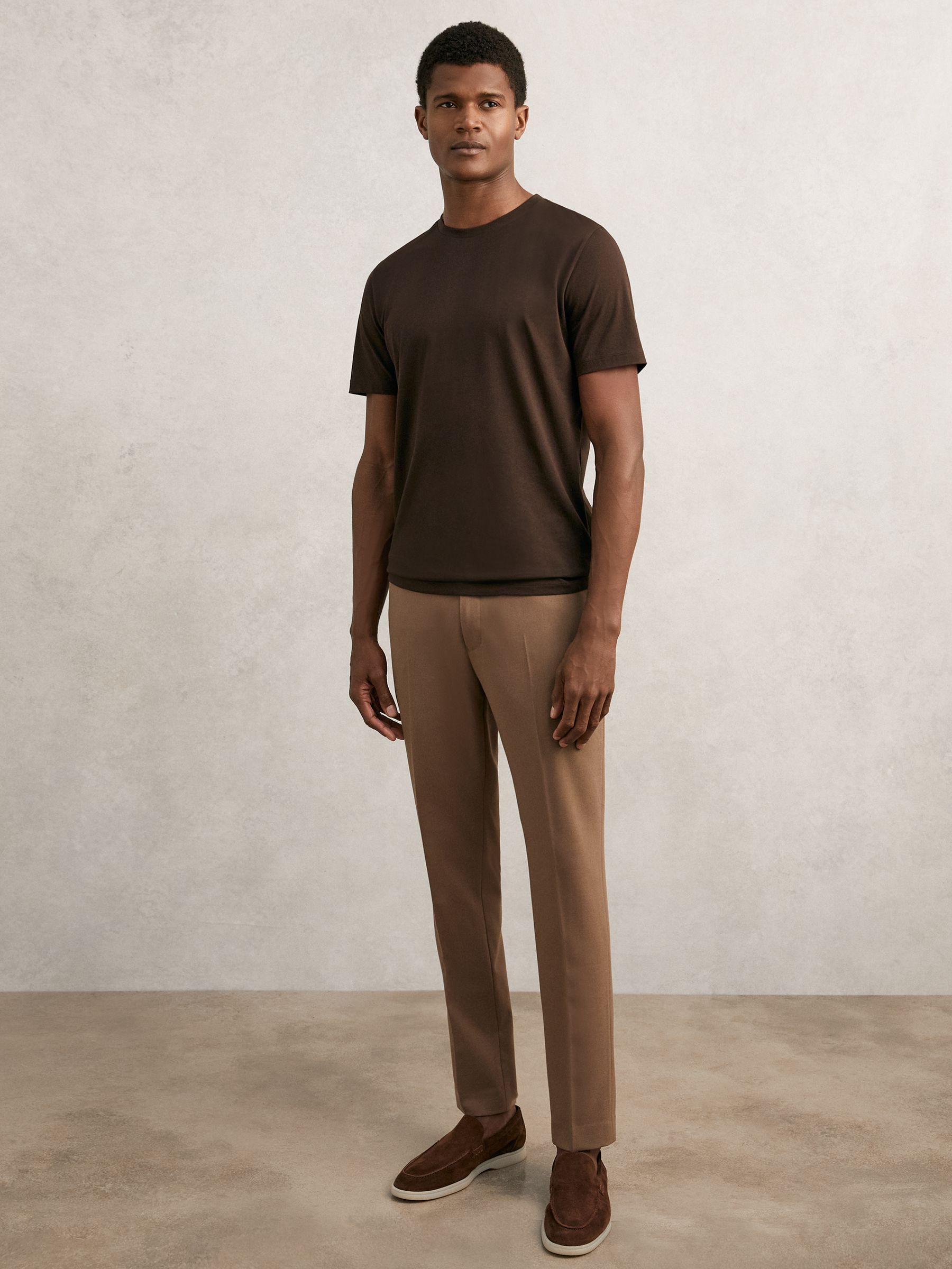 Cotton Crew Neck T-Shirt in Coco Brown