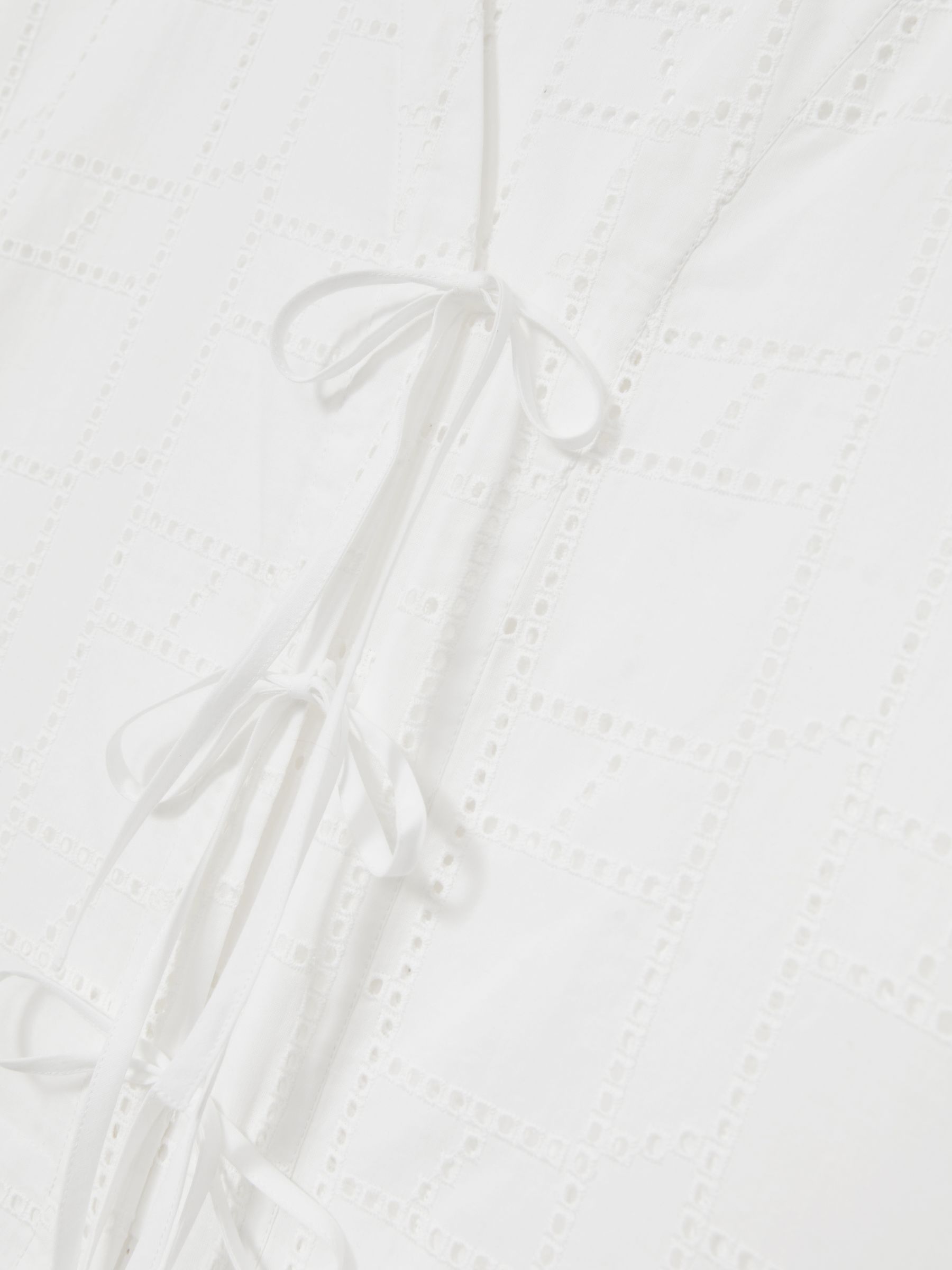 Cotton Broderie Tie-Front Top in White