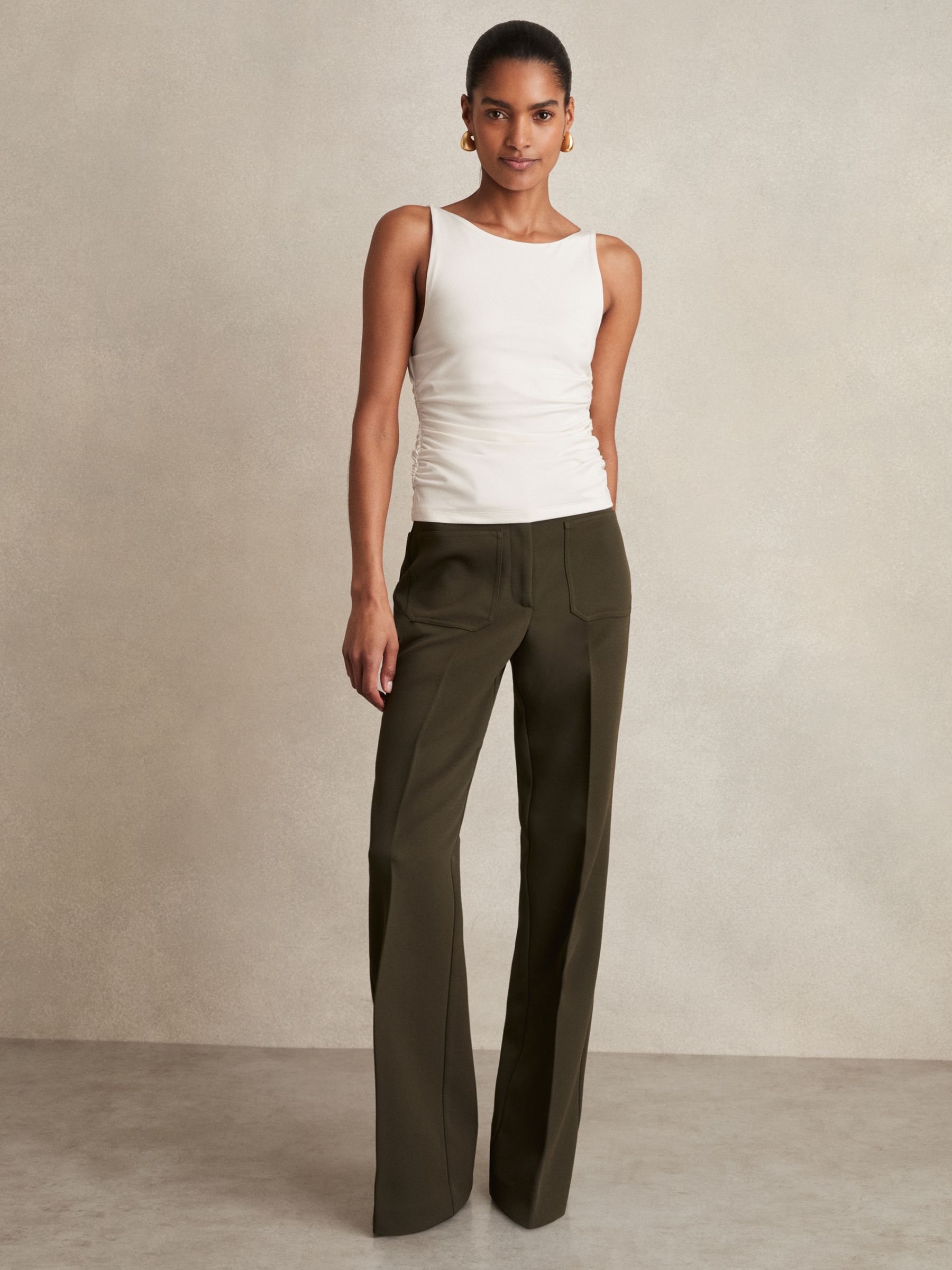 Ruched Jersey Cowl Back Vest in White