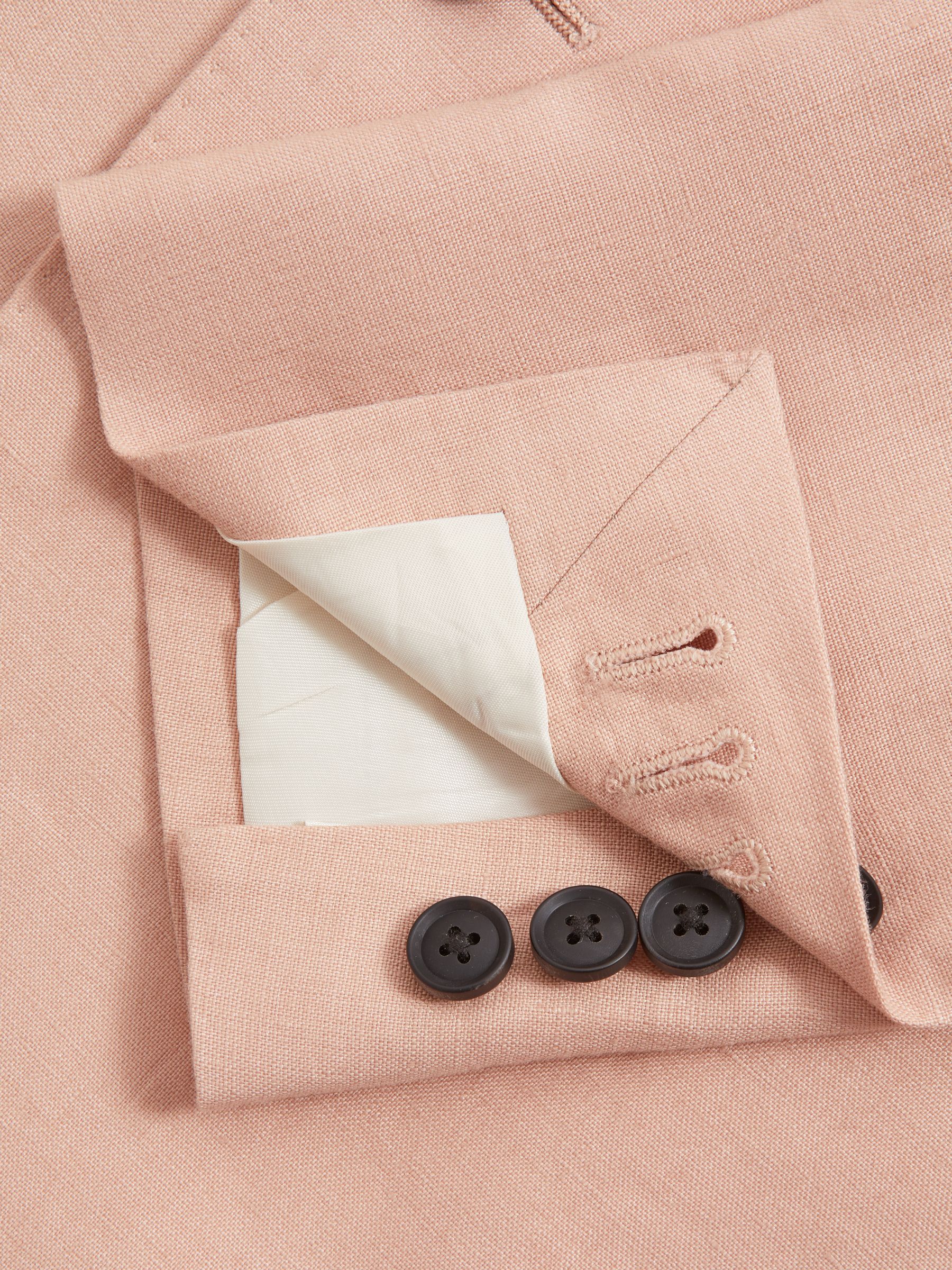 Single-Breasted Linen Suit Blazer Slim Fit in Pink